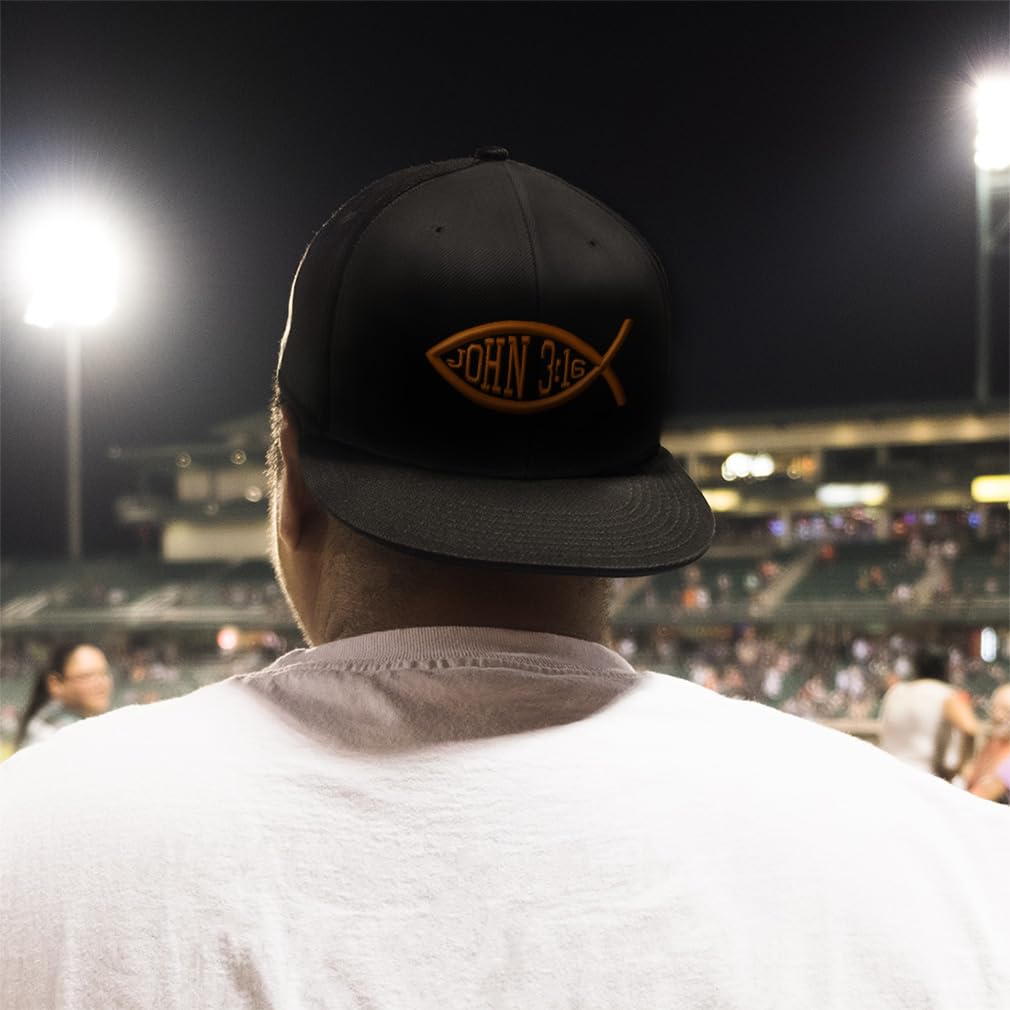John 3:16 Bible Verse Snapback Hat for Men - Christian Faith Embroidered Flat Brim Baseball Cap - Perfect for Church, Worship & Everyday Faith Wear