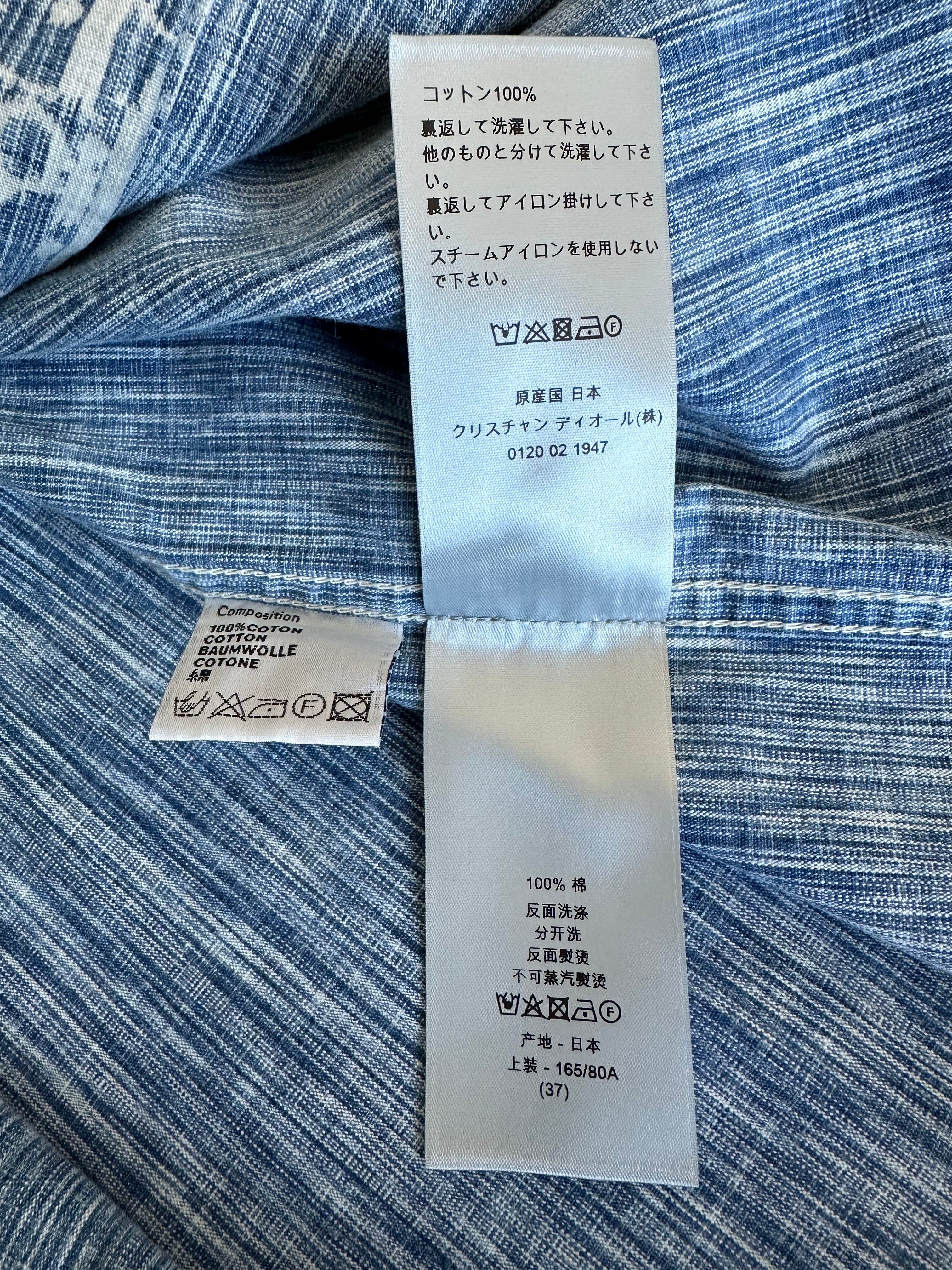 Dior Blue & White Oblique Denim Button Up Shirt for Men | Casual & Stylish Cotton Shirt | Perfect for Office, Date Night & Weekend Outings