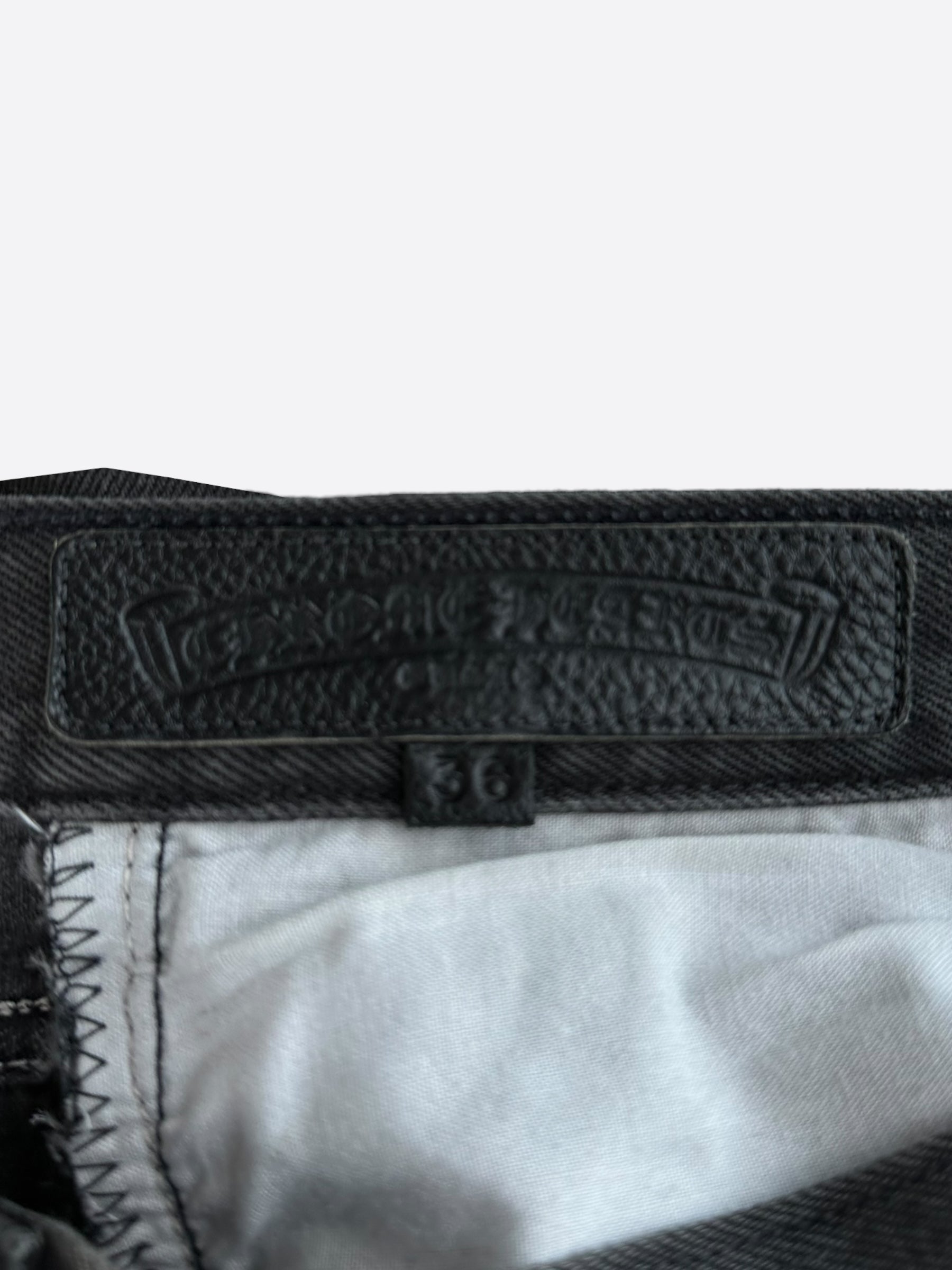 Chrome Hearts x Levi's Grey & Black Cross Patch Denim Jeans for Men - Stylish Vintage Streetwear for Casual Outfits and Night Out