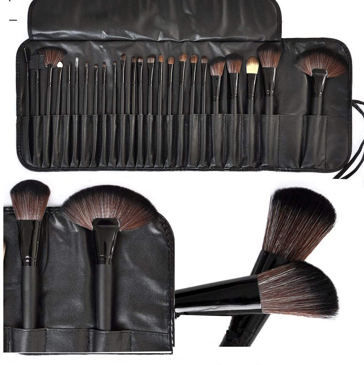 Professional Synthetic Kabuki Makeup Brush Set - Foundation, Blush, Eyeshadow Brushes with Blender Sponge & Brush Cleaner | Complete Makeup Kit for Flawless Face Makeup Application | Perfect for Daily Use, Professional Makeup Artists & Travel