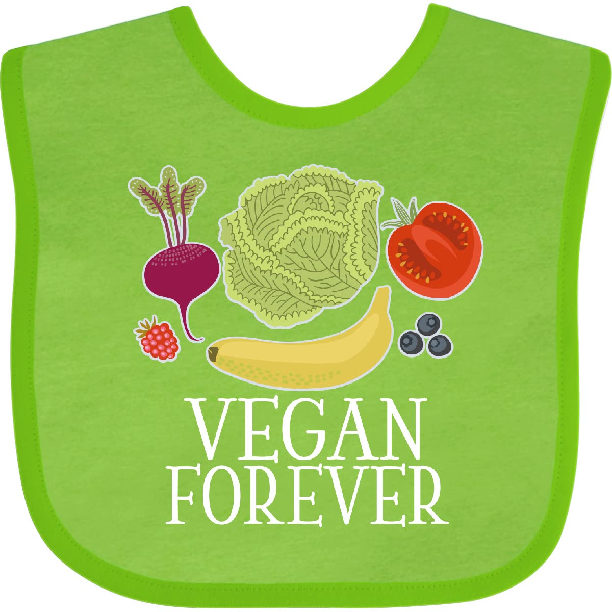 Inktastic Vegan Forever Healthy Eating Baby Bib - Soft Organic Cotton Drool Bib for Infants & Toddlers - Perfect for Mealtime, Feeding, and Messy Play
