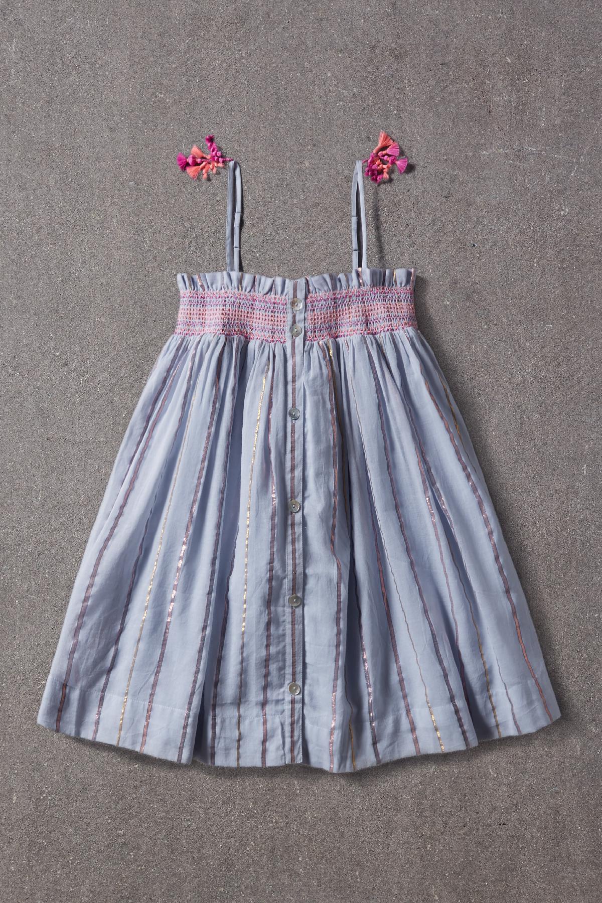 Nellystella Camila Girls' Blue Lurex Stripe Dress - Size 2 | Perfect for Birthday Parties, School Events & Special Occasions
