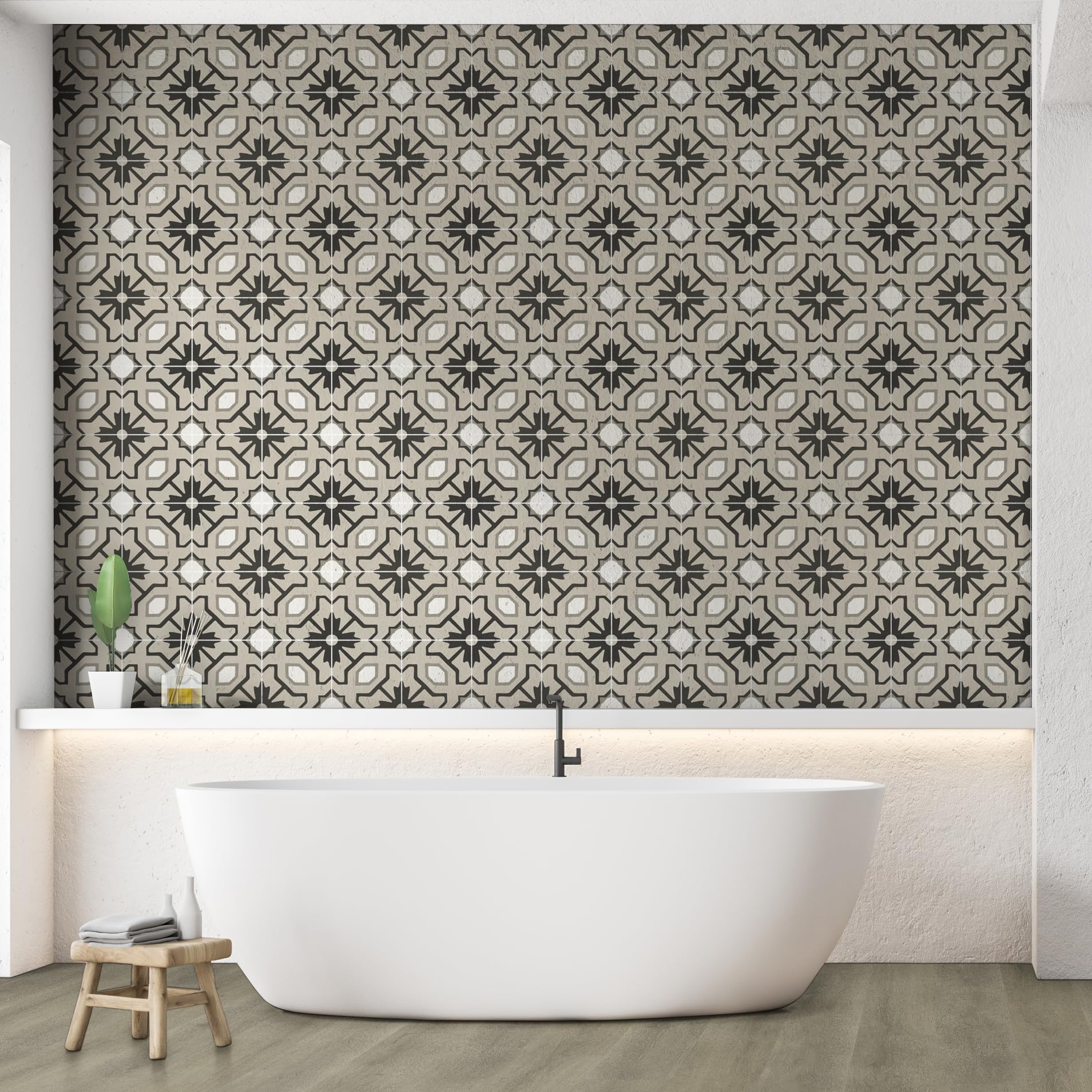 MSI Tahari 8x8 Inch Encaustic Matte Porcelain Tile - Waterproof Floor & Wall Tile for Bathroom, Kitchen Backsplash, Shower & Accent Wall - Durable Ceramic Tiles for Home, Office & Commercial Spaces