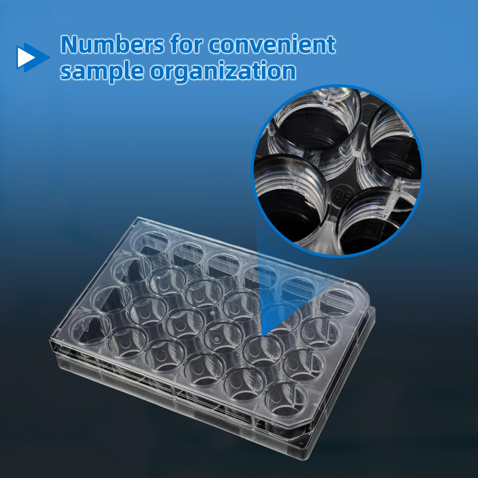 Sterile 24-Well Polystyrene Cell Culture Plates with Lids - Individually Wrapped, Tissue Culture Treated for Laboratory Use - Ideal for Cell Growth, Chemical Reactions & Biomedical Research (Case of 50) - Perfect for Drug Testing, Virology Studies & Stem Cell Research