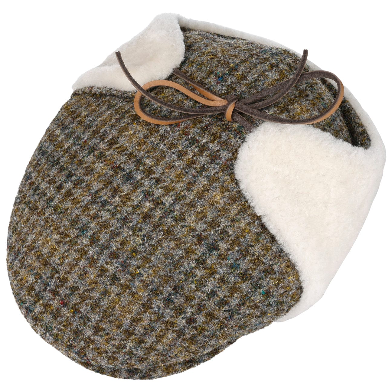 Lierys Harris Tweed Flat Cap with Ear Flaps - Classic Wool Newsboy Hat for Men | Perfect for Winter Outdoor Activities, Hunting & Casual Style