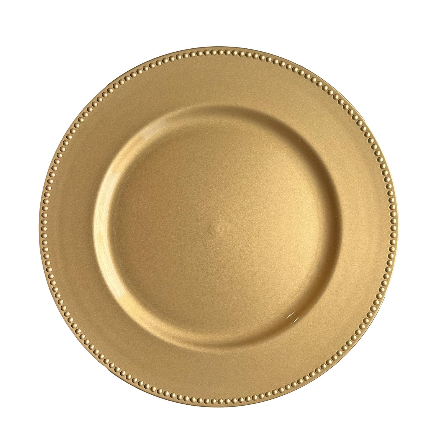 WELMATCH 12-Pack Gold Plastic Beaded Charger Plates - 13 Inch Round Wedding & Party Decorations - Elegant Table Setting for Special Occasions