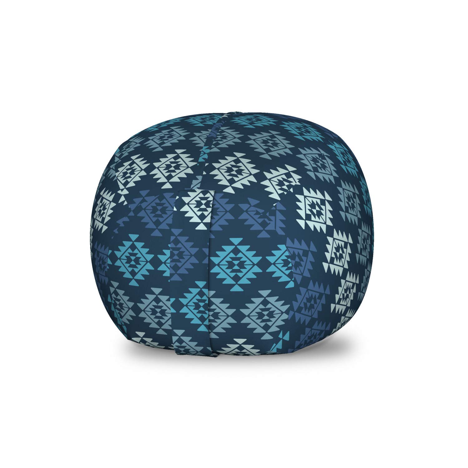 Ambesonne Boho Storage Toy Bag Chair - Washable Stuffed Animal Organizer with Traditional Zigzag Design, Small Multicolor - Perfect for Kids' Room, Nursery, Playroom & Home Organization