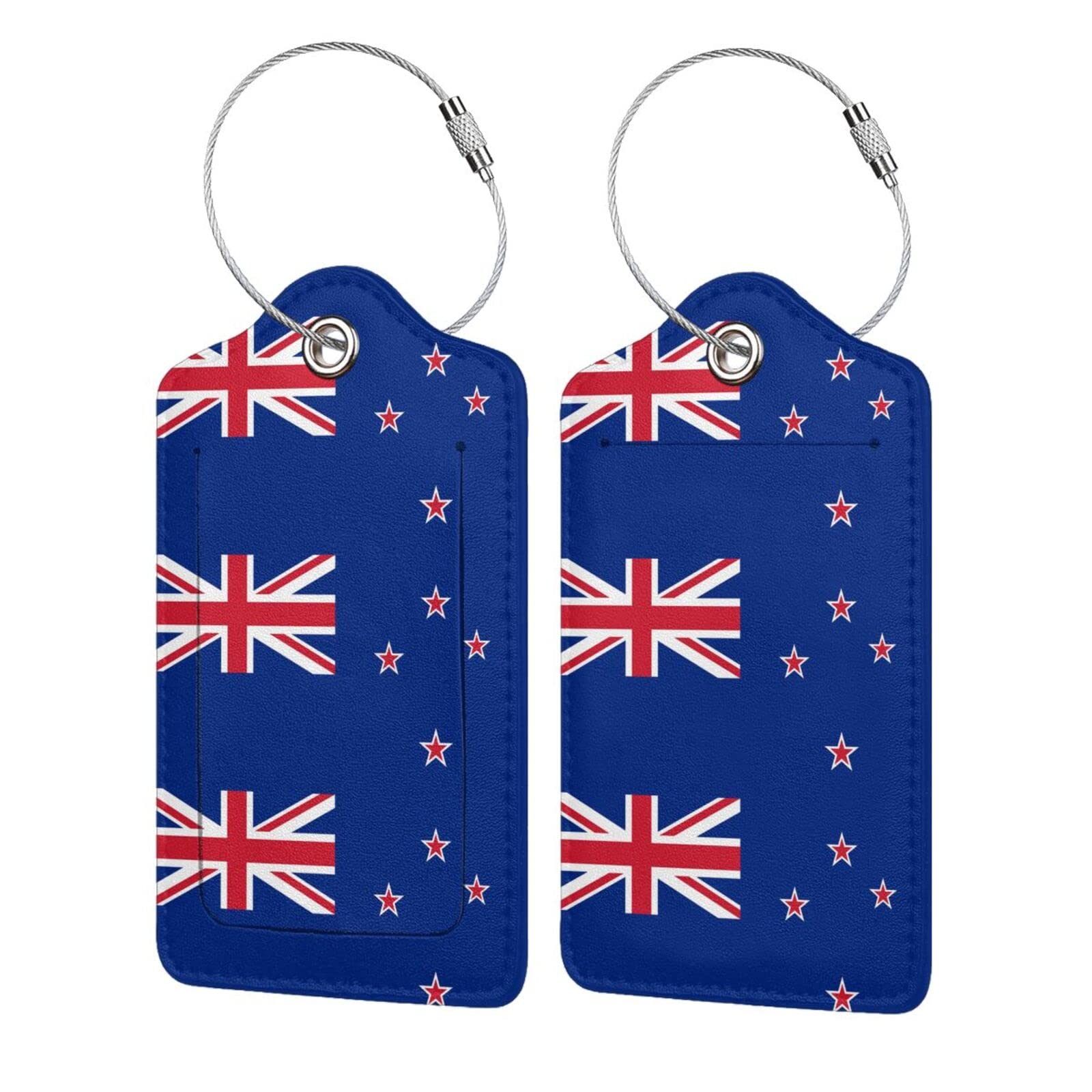 New Zealand NZ Flag Luggage Tag with Personalized Name ID Card - Durable Travel Accessory for Suitcases & Bags | Perfect for Airports, Vacations & Business Trips