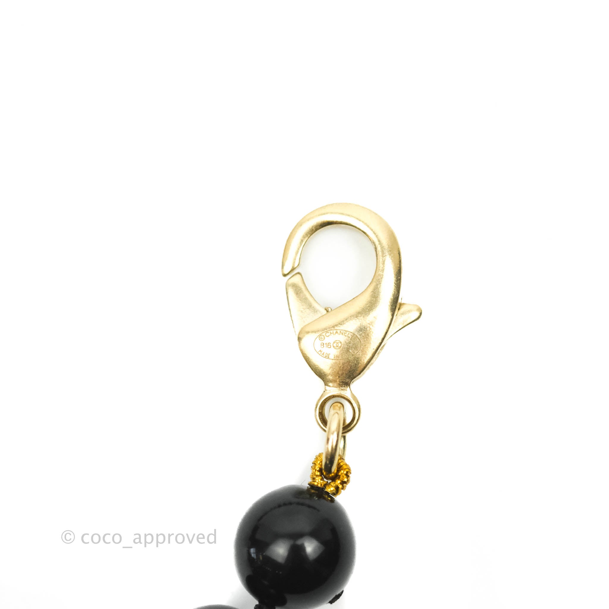 Chanel CC Logo Black & Gold Beaded Necklace - Elegant Statement Jewelry for Women, Perfect for Parties, Weddings & Special Occasions