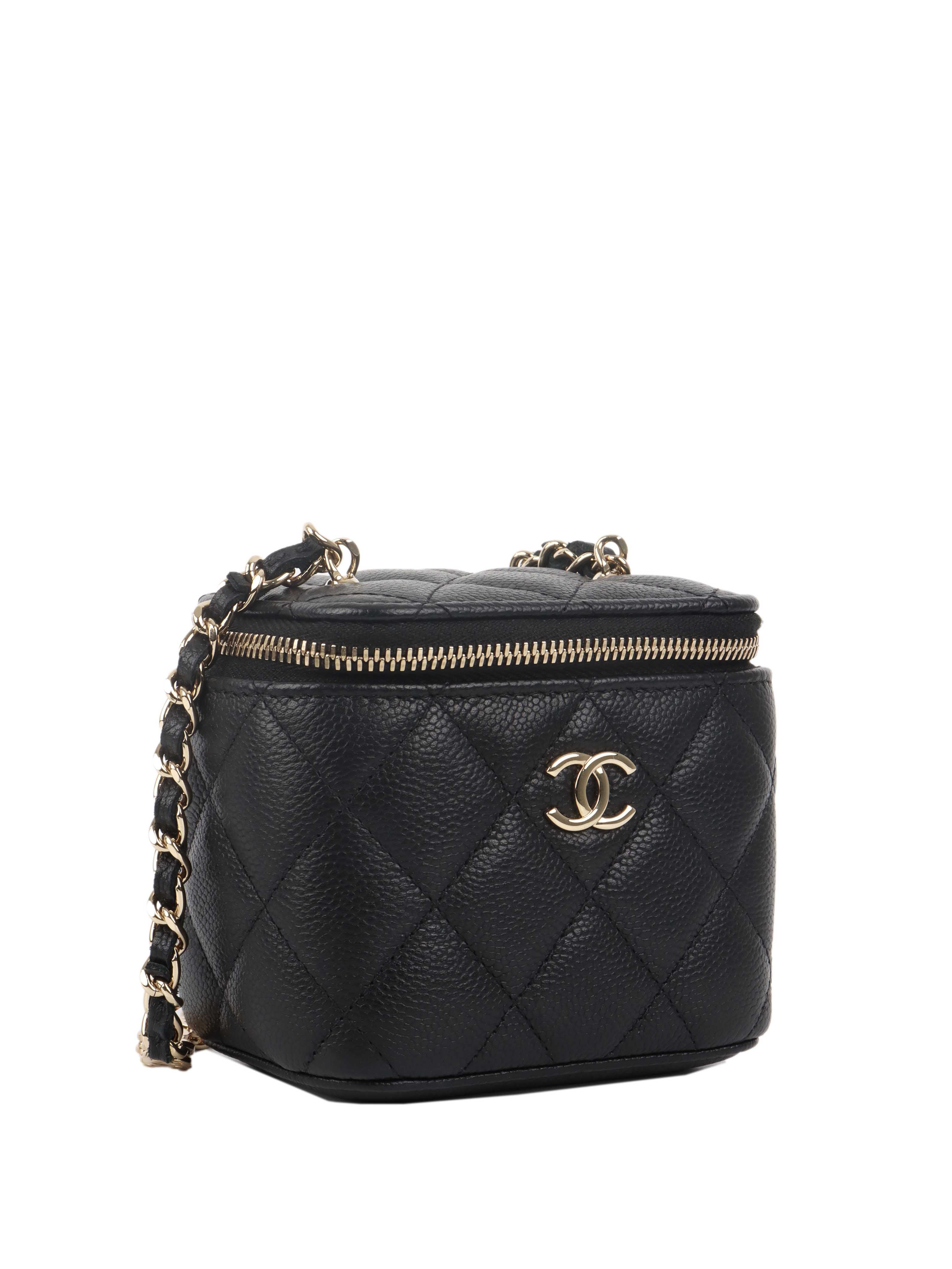 Chanel Black Caviar Leather Mini Vanity Bag - Luxury Crossbody Purse for Women, Perfect for Parties & Evening Events