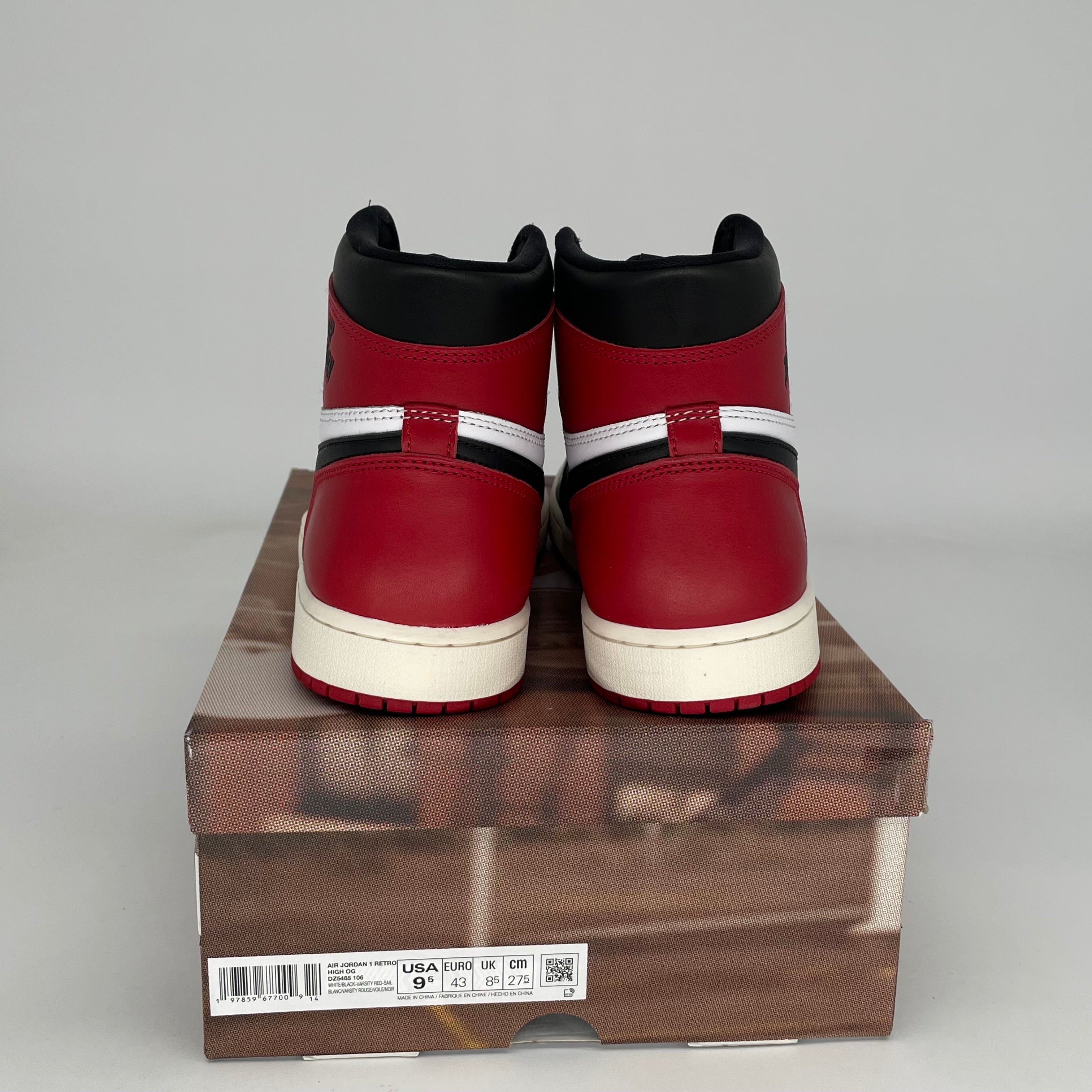 AIR JORDAN 1 Black Toe Reimagined Sneakers - Men's Size 9.5 (DZ5485-106) - Retro Basketball Shoes for Streetwear & Casual Outfits