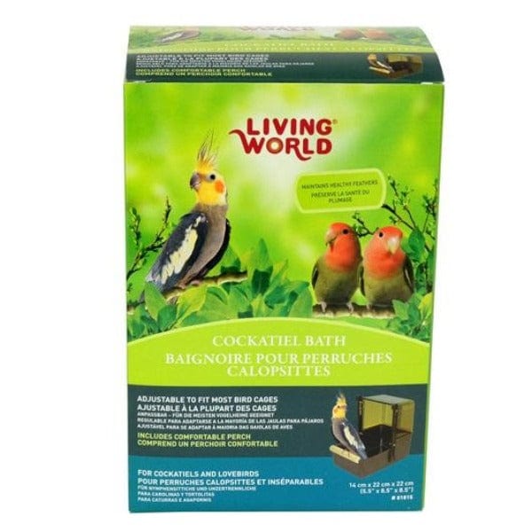 Living World Cockatiel Bird Bath - Small Pet Bathing Dish for Cockatiels & Parakeets - Perfect for Cage Cleaning & Bird Grooming