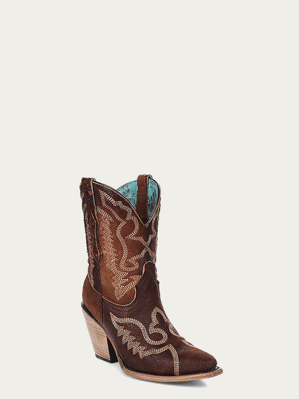 Women's Embroidered Brown Lamb Leather Pointed Toe Cowboy Ankle Boots - Western Style Fashion for Country Rides & Night Out