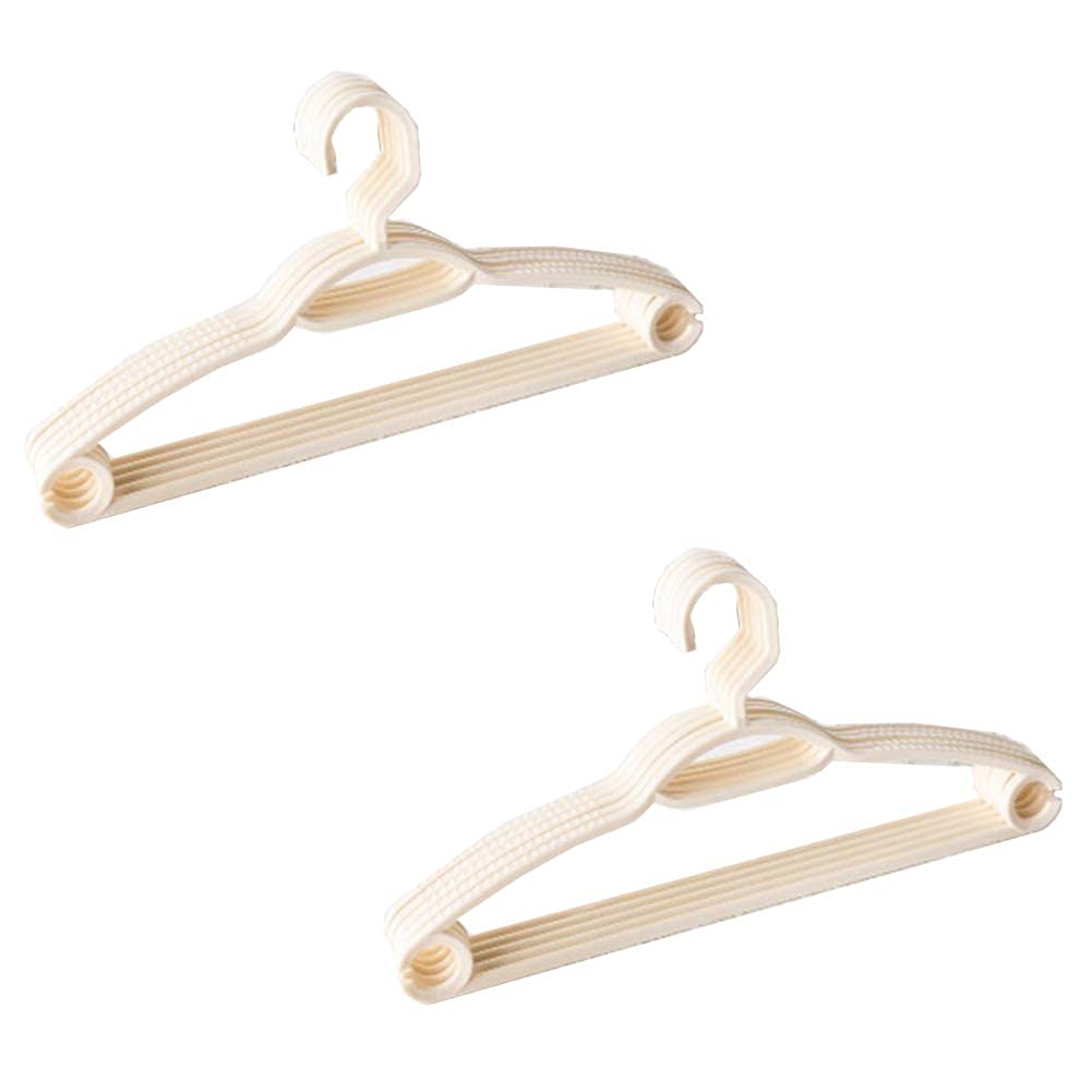 Premium Non-Slip Plastic Clothes Hangers for Adults - 10 Pack with Accessory Bar Notches & Windproof Design - Ideal for Suits, Shirts, Coats, Sweaters, Dresses - Perfect for Closet Organization & Retail Display (Beige)