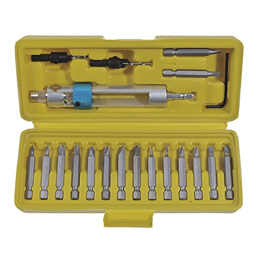 20pcs High Speed Steel (HSS) Countersink Drill Bit Set - Professional Screwdriver Tools Kit with Flip Drive for Woodworking, Metal Drilling & DIY Home Projects