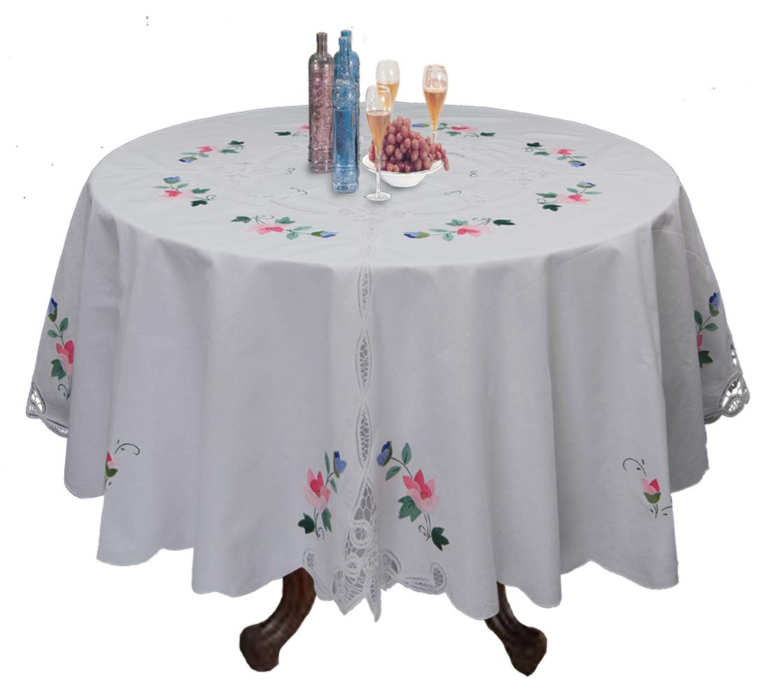 Elegant White 100% Cotton Battenburg Lace Tablecloth 68