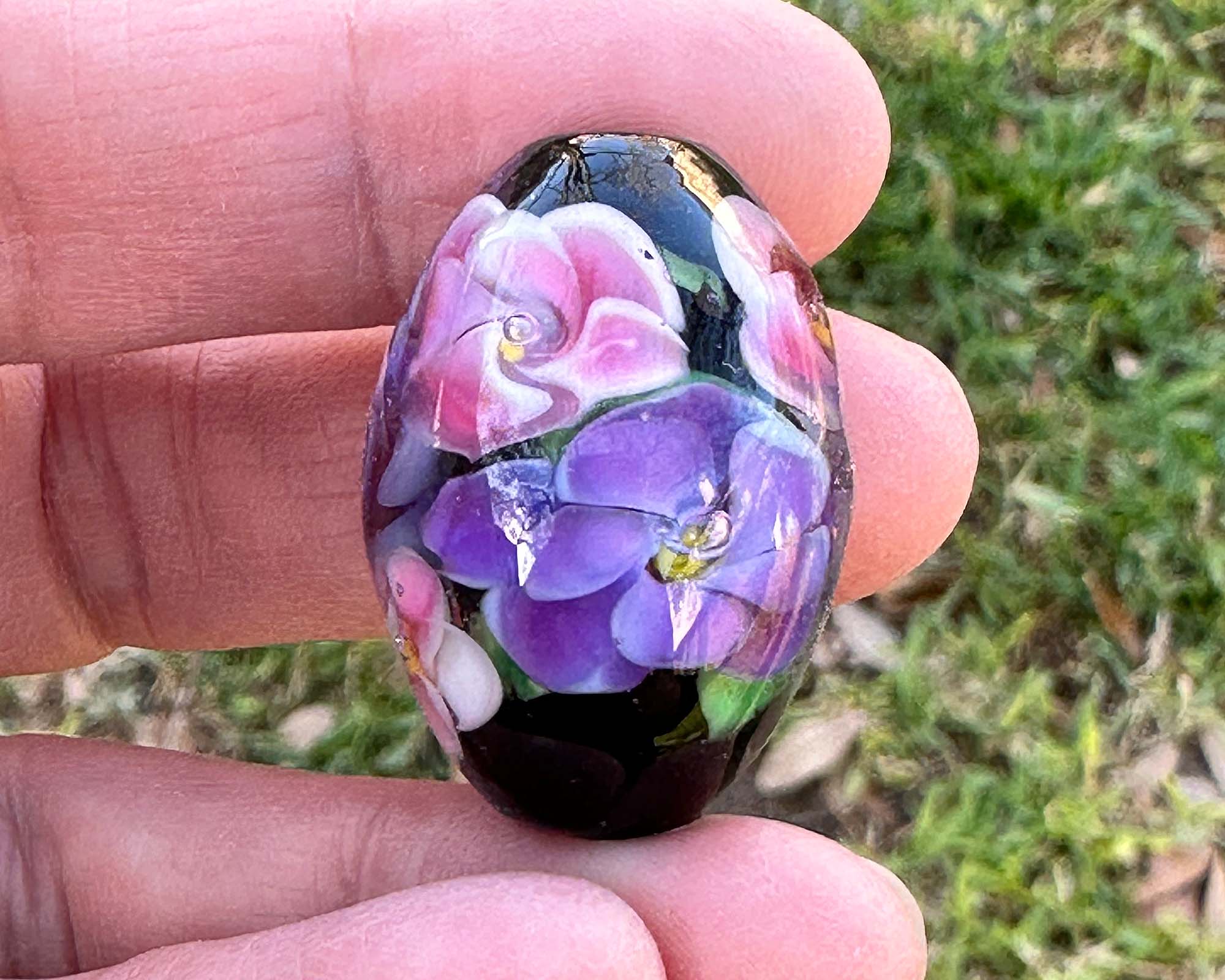 Handmade Floral Lampwork Glass Bead - Spring Blooms Focal Bead for Jewelry Making | DIY Necklace, Bracelet & Earrings Designs | Perfect for Crafters & Beading Enthusiasts
