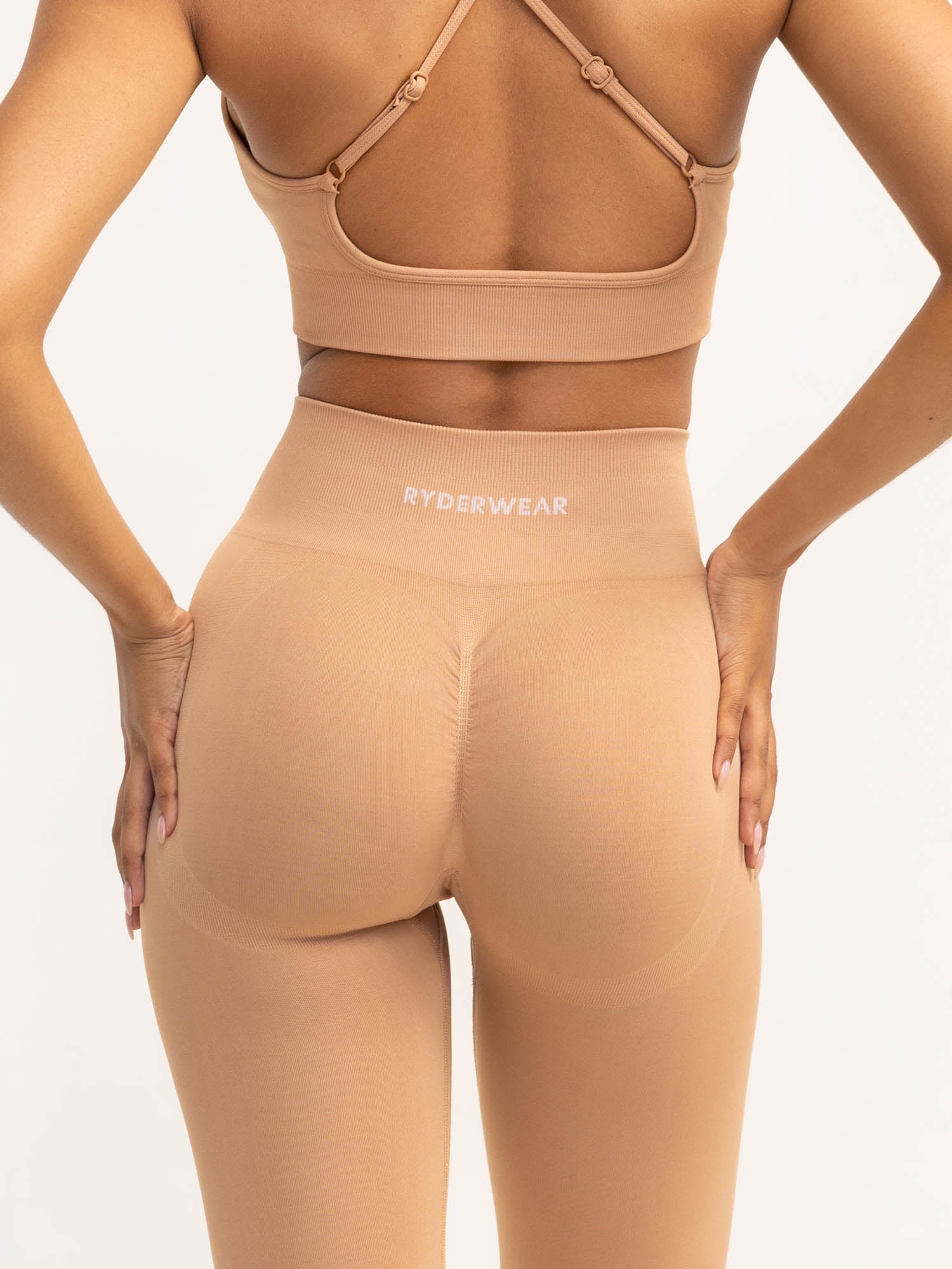 Lift 2.0 BBL Seamless Leggings for Women - Tummy Control & Booty Lifting Workout Leggings - Comfortable Tan Yoga Pants for Gym, Running & Everyday Wear