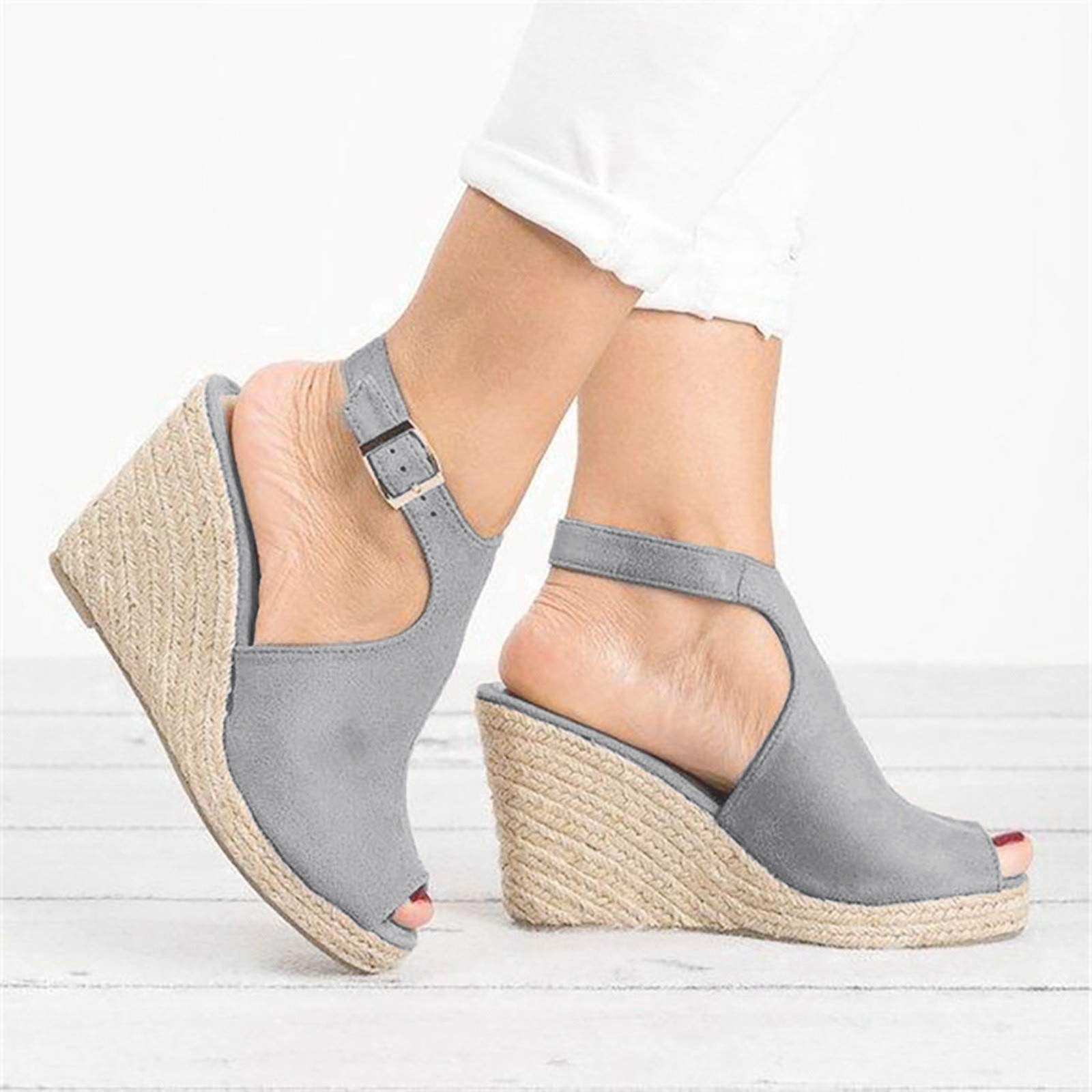 Women's Casual Buckle Strap Roman Wedge Sandals - Comfortable Open Toe Platform Beach Shoes for Summer Walking, Travel & Outdoor Activities