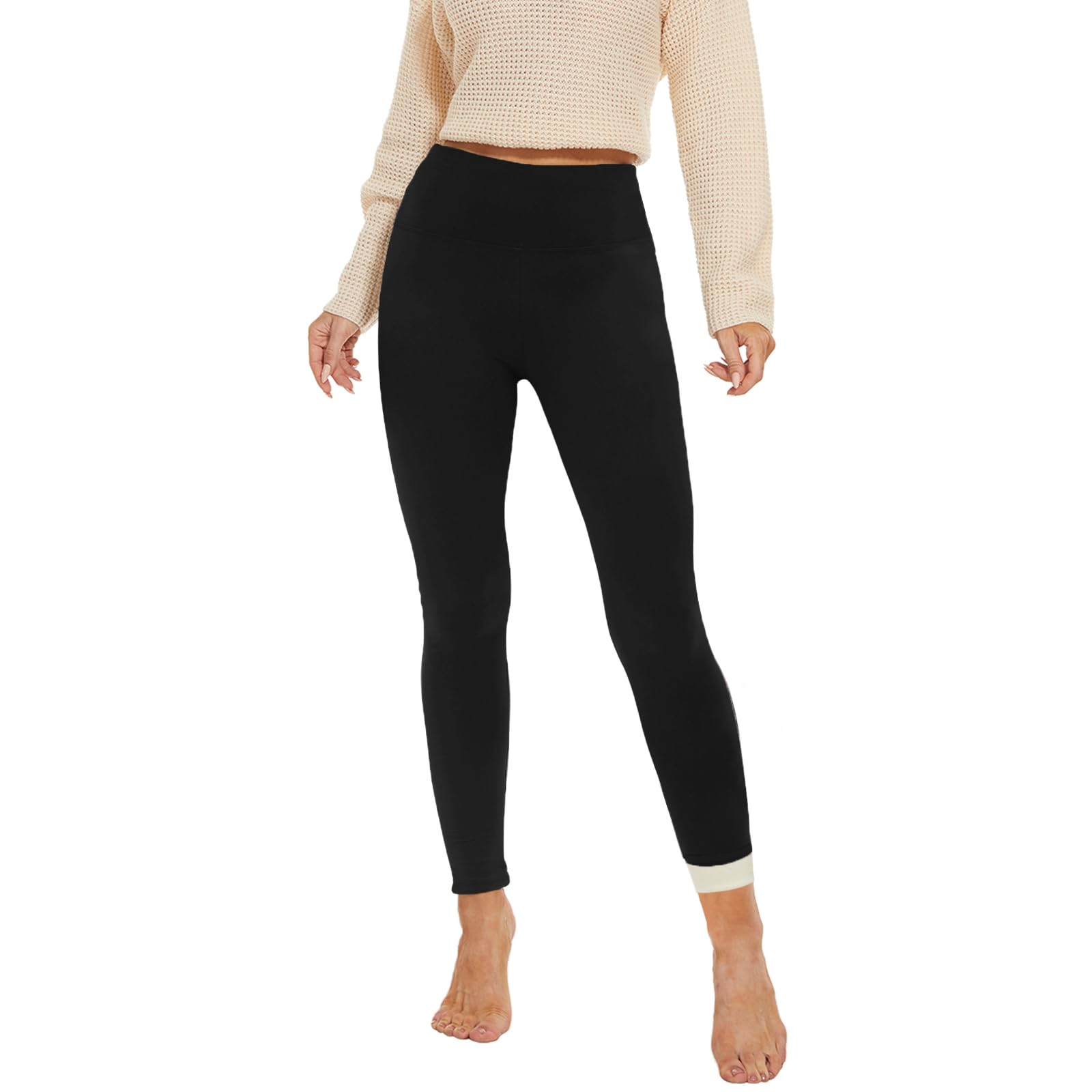 AMIYOYO Fleece Lined Leggings - Warm Winter Tights for Women, Yoga & Gym