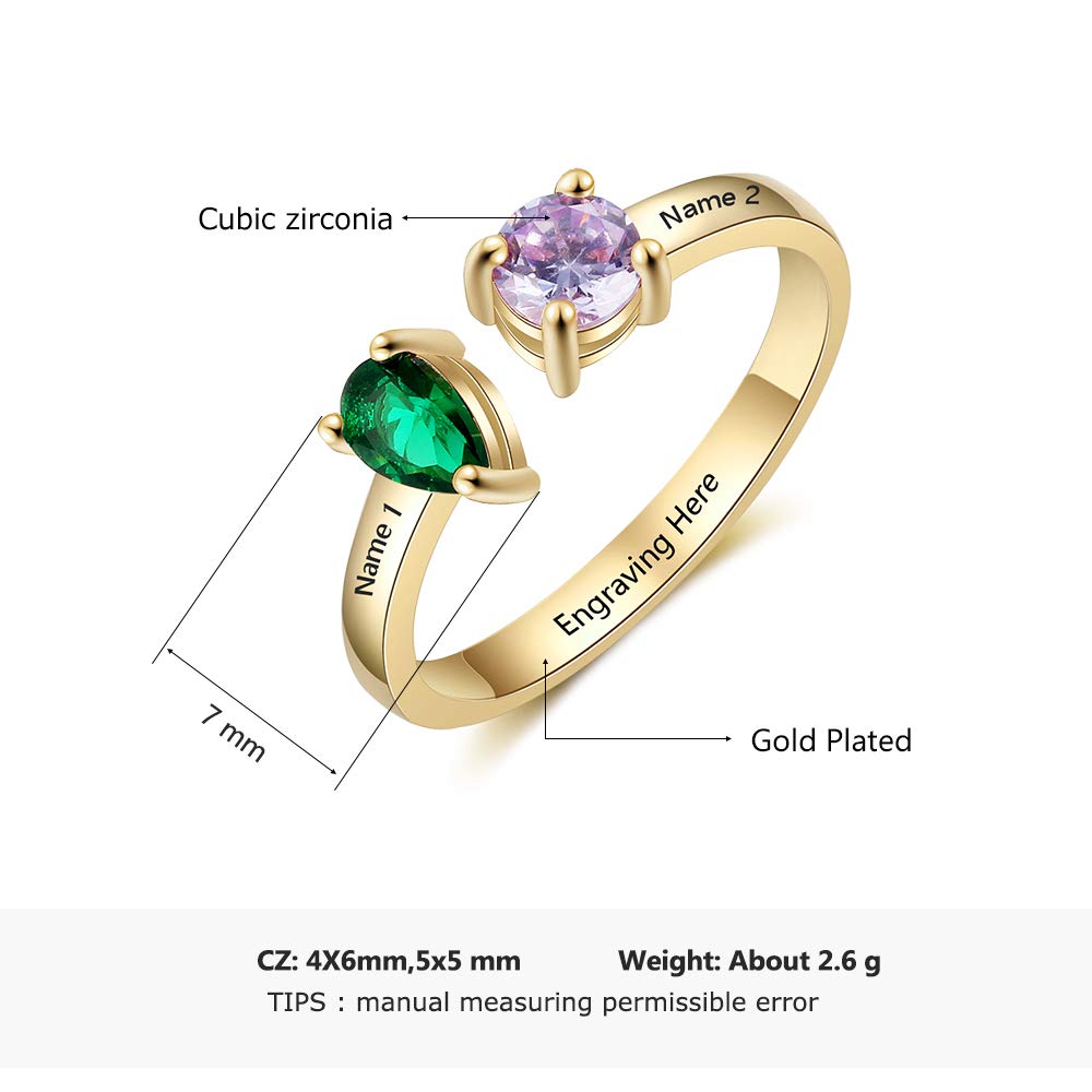 Custom Personalized Birthstone Rings for Women - Sterling Silver Engagement & Promise Rings, Best Friend Jewelry Gift for Weddings, Anniversaries, and Special Occasions