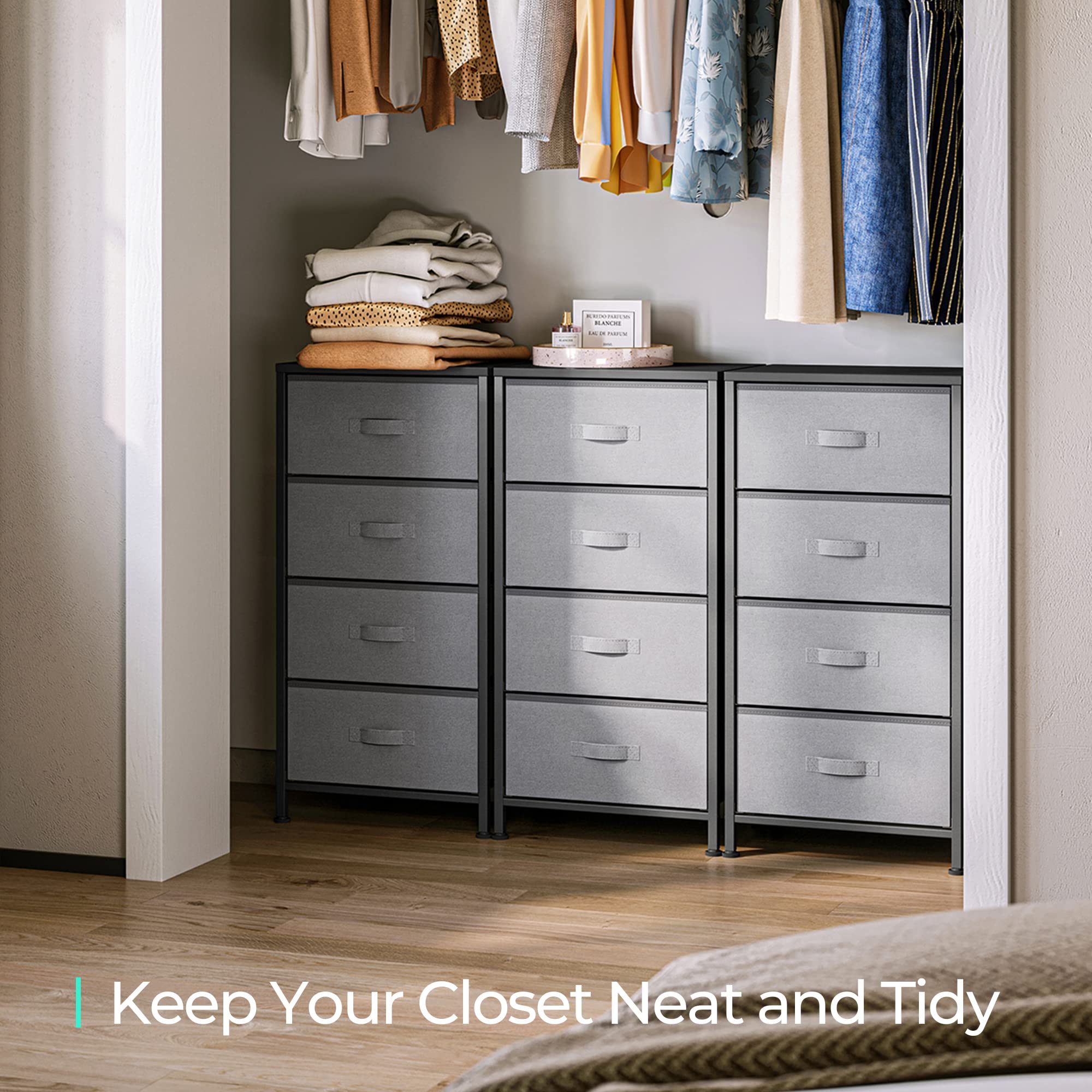 LINSY HOME 6-Drawer Dresser for Bedroom - Wood Top Chest of Drawers with Steel Frame, Dark Grey Storage Organizer for Closet, Living Room, Hallway | Perfect for Bedroom Furniture, Entryway Storage & Home Organization
