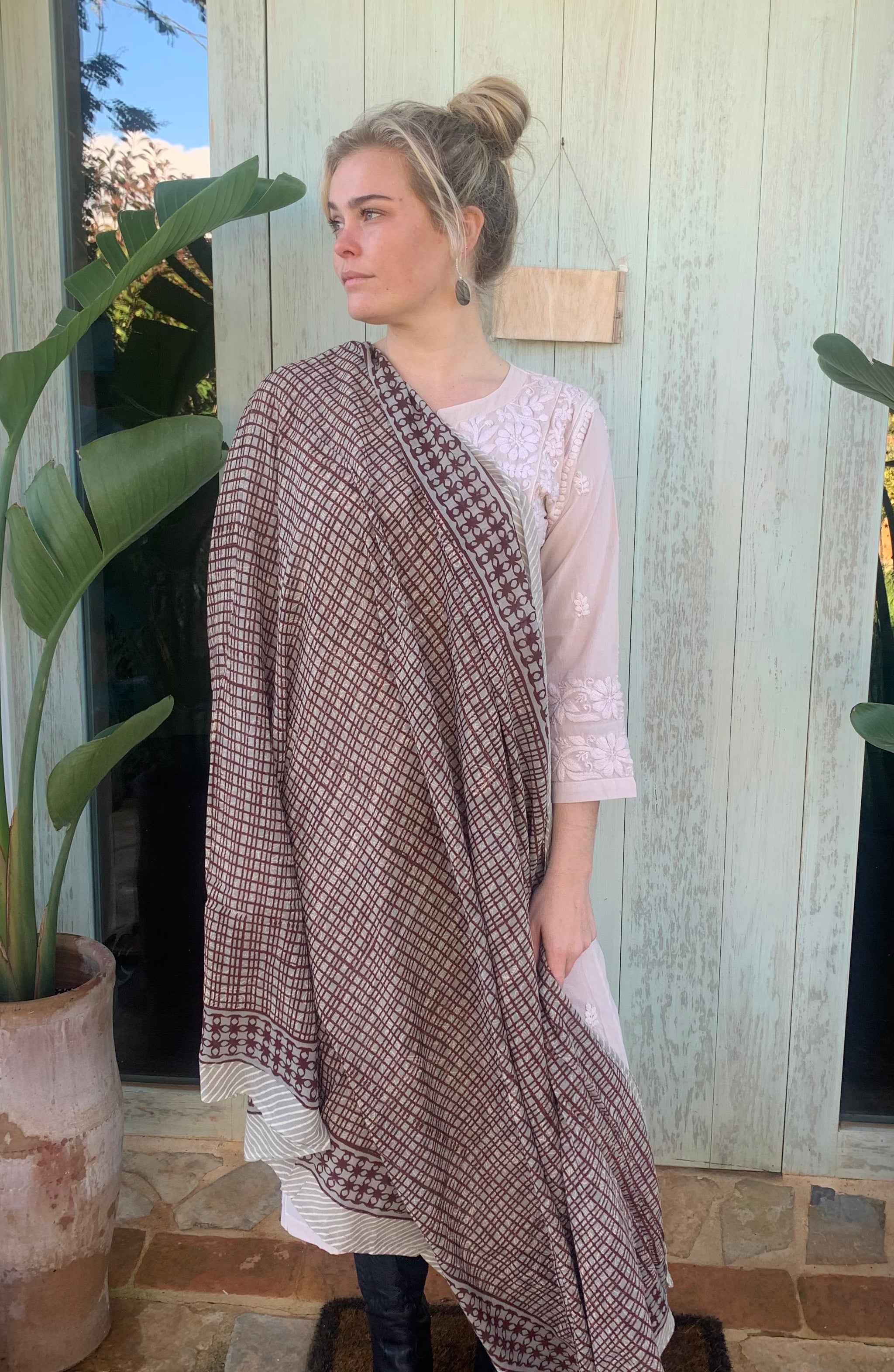 Stylish Block Print Cotton Sarong Pareo Shawl - New Collection | Perfect for Beach, Pool, and Summer Outfits