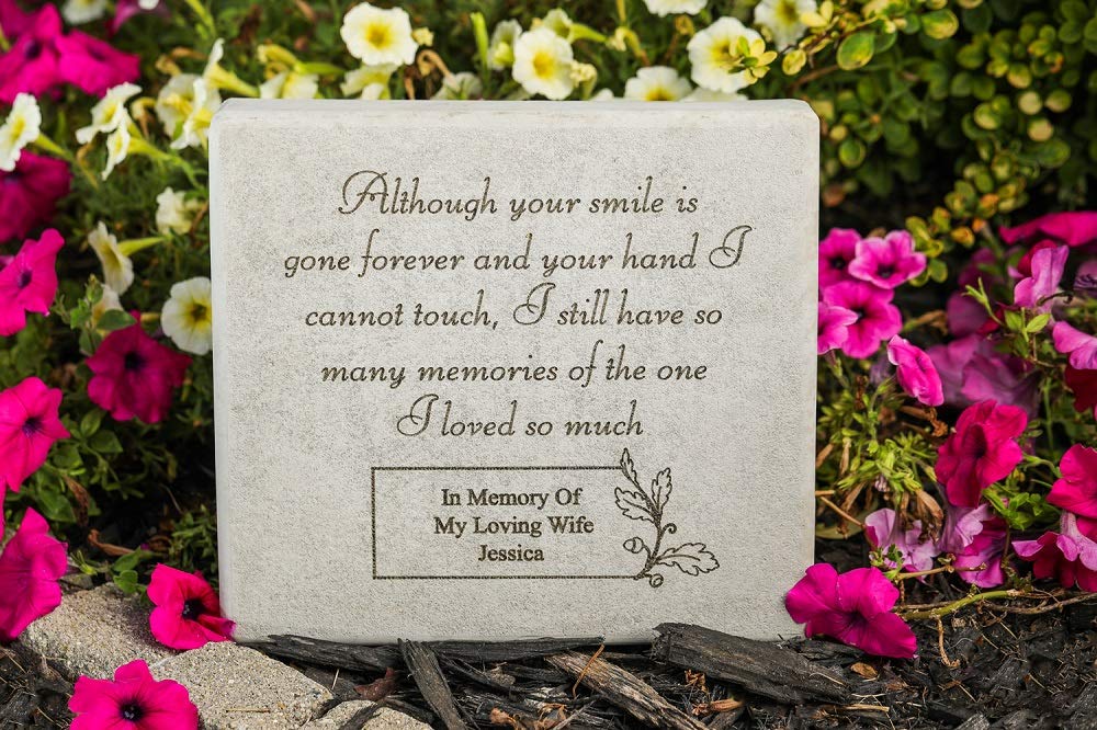 Personalized Memorial Stone - Kay Berry 'Although Your Smile is Gone' 11.5