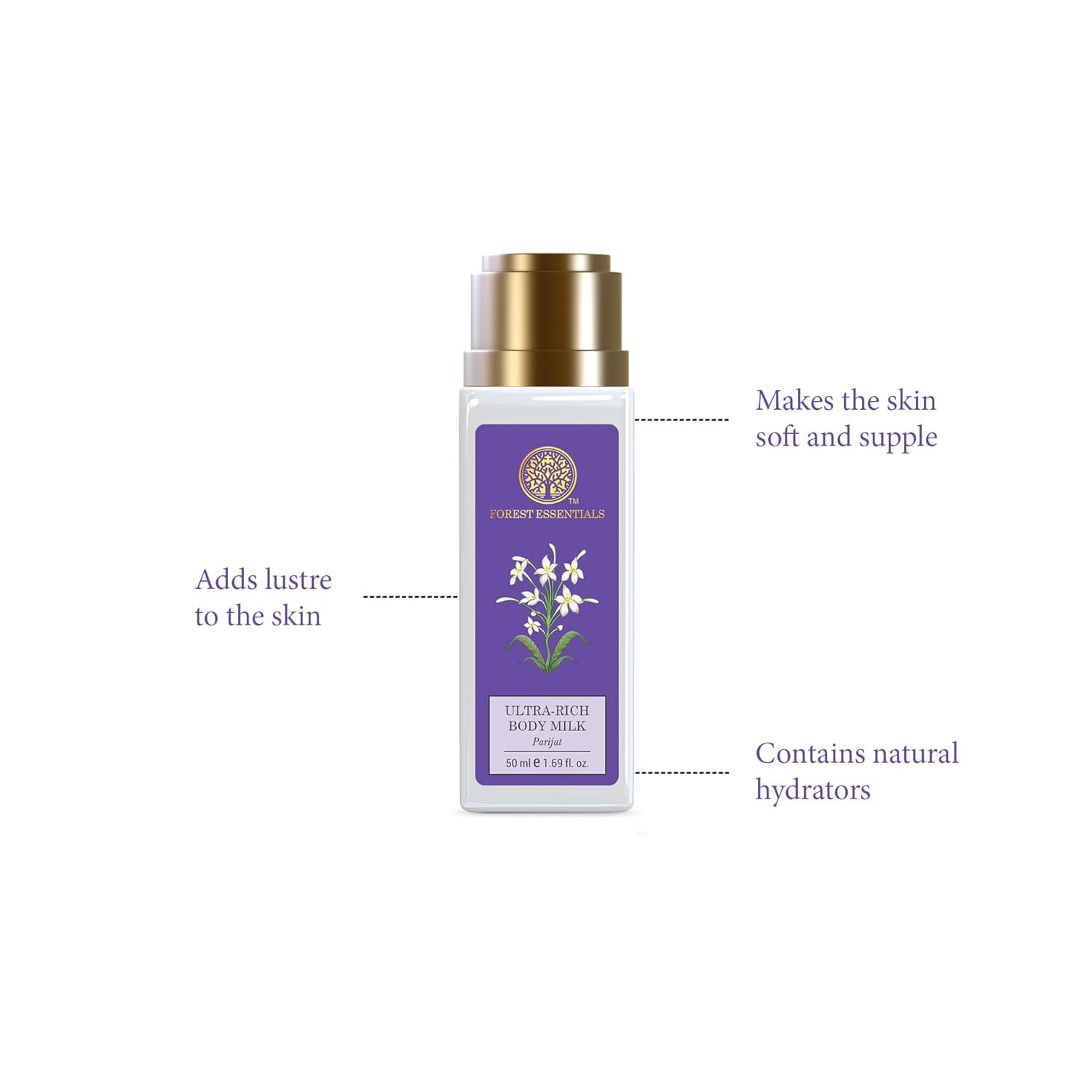 Forest Essentials Ultra Rich Body Milk Parijat - Luxurious Hydrating Body Lotion for Dry Skin | Natural Ayurvedic Moisturizer with Parijat Flower Extract | Perfect for Daily Skincare Routine & Spa Treatments