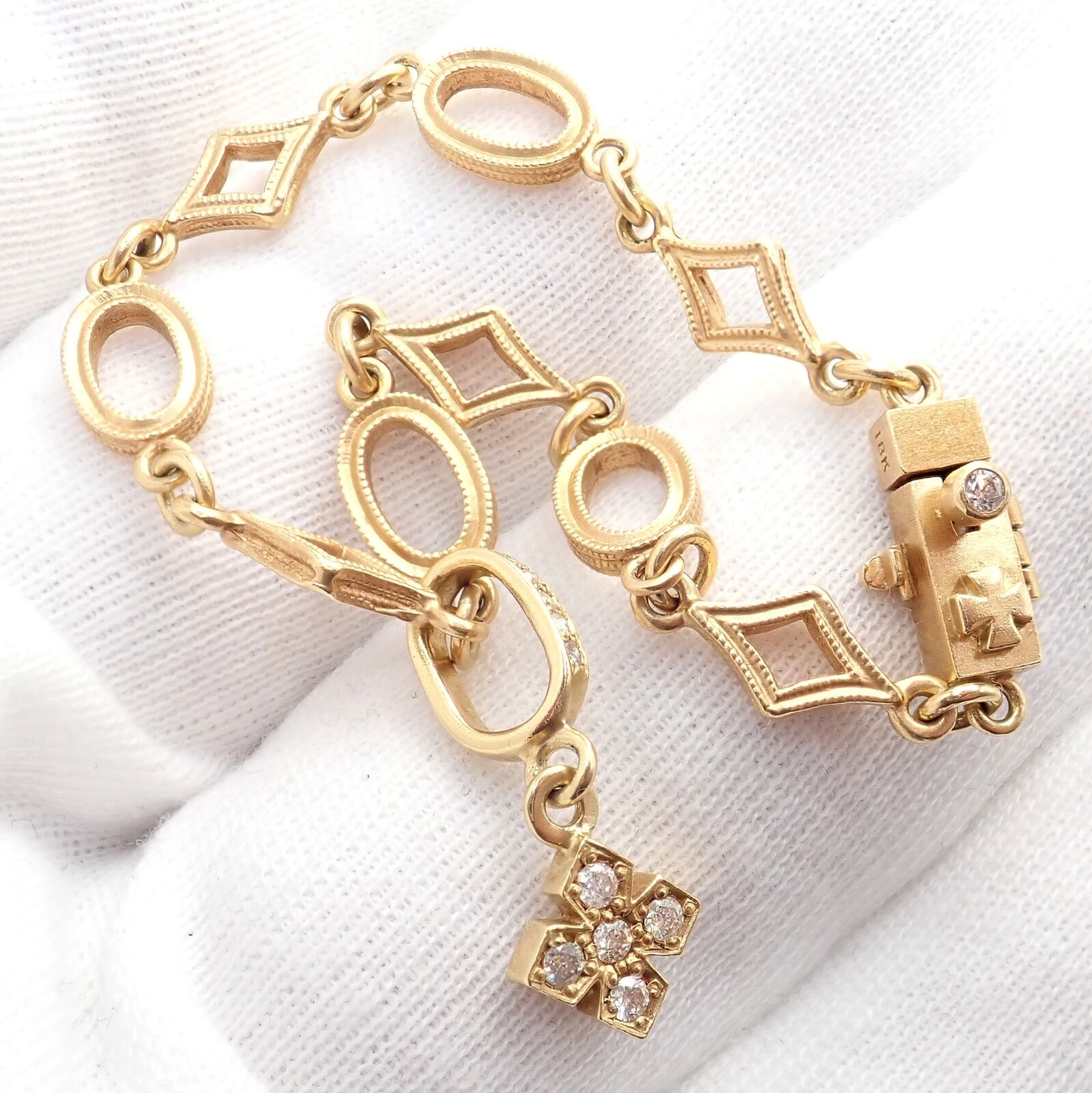 Loree Rodkin 18k Yellow Gold Diamond Cross Bracelet for Women - Luxury Religious Jewelry Gift for Christmas, Baptism & Special Occasions