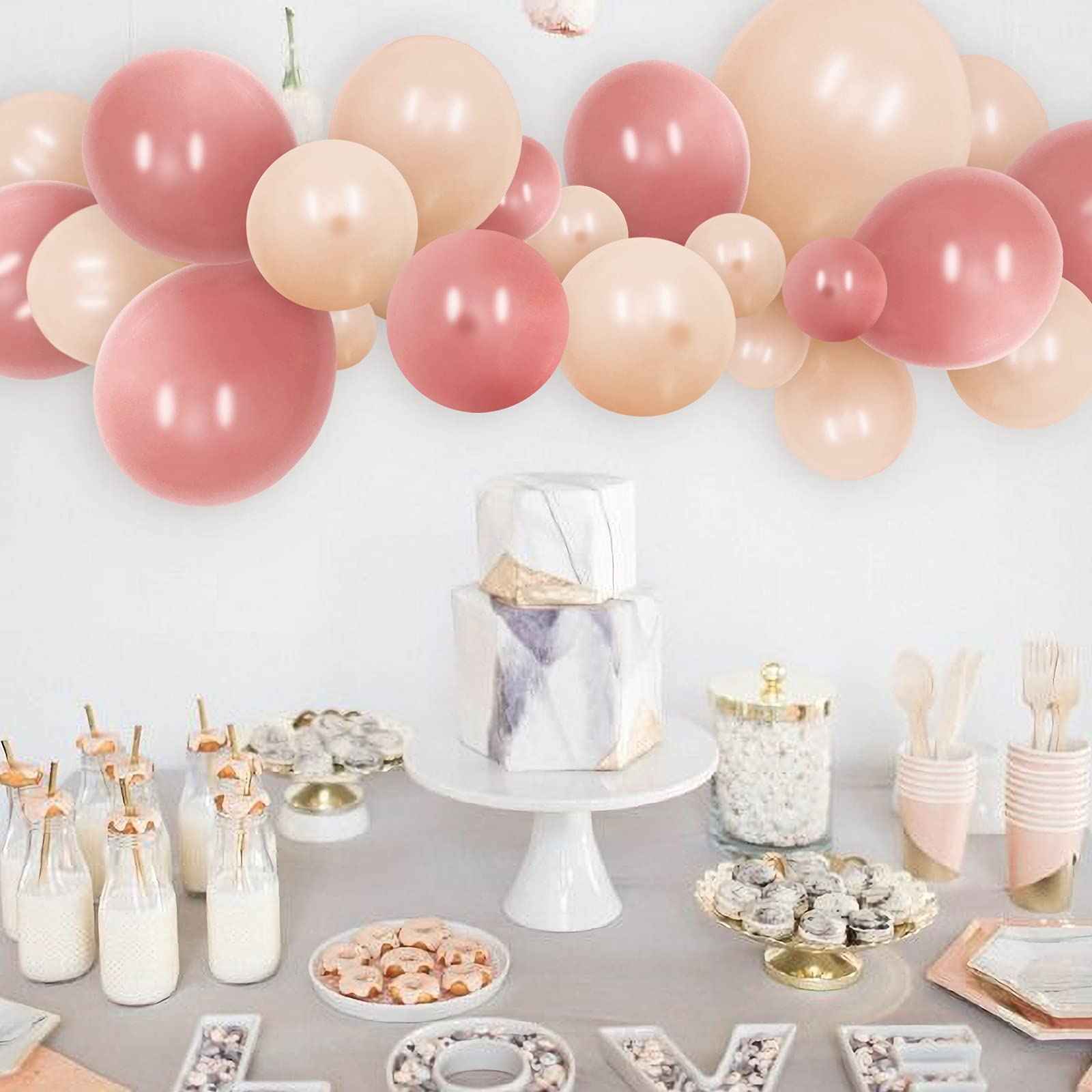 Dusty Pink Balloons 5-18 Inch for Wedding & Baby Shower Decor