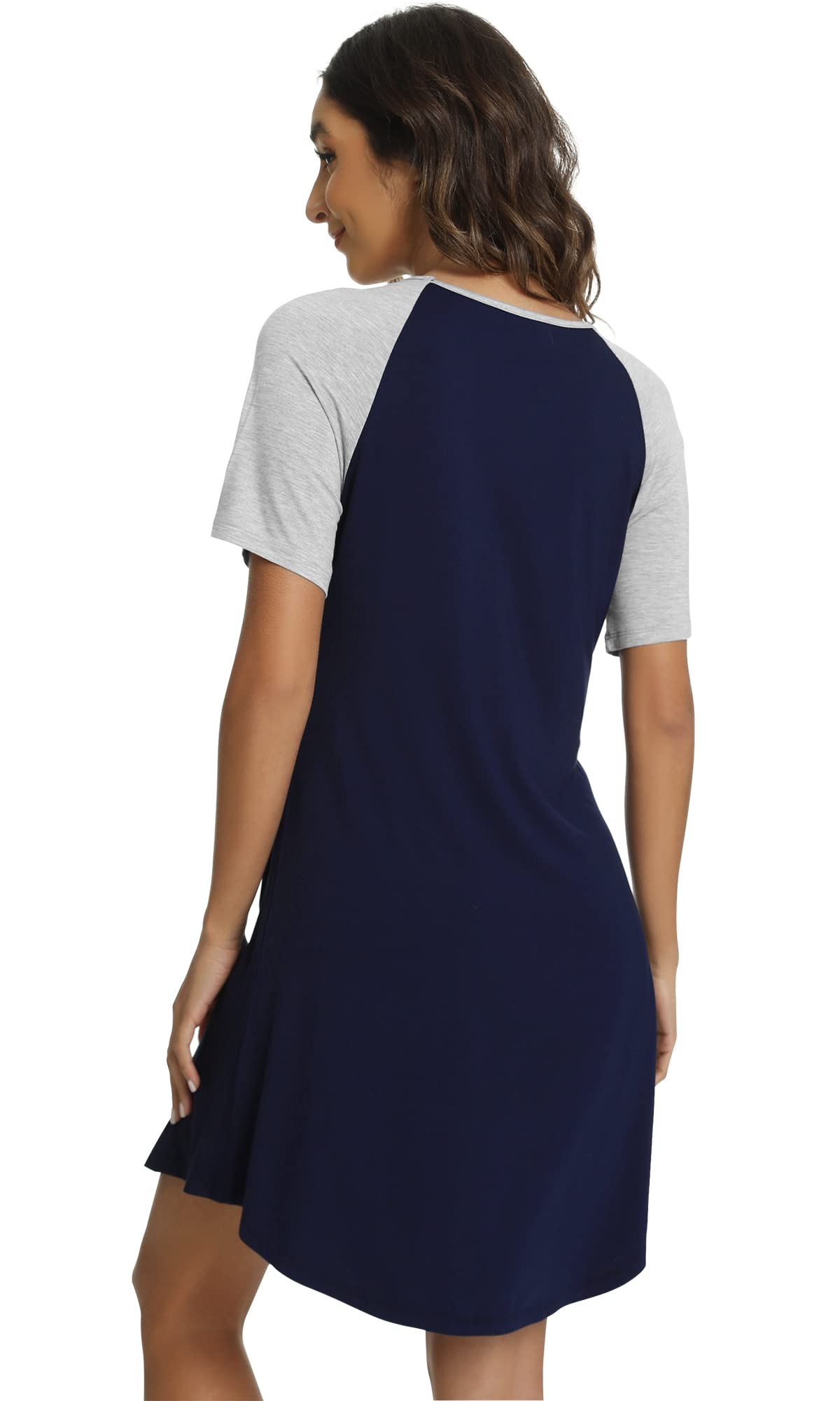 WiWi Women's Bamboo Viscose Nightgown - Lightweight Short Sleeve Sleep Shirt for Summer, Soft & Breathable (Sizes S-XXL) | Perfect for Relaxing at Home, Lounging & Comfortable Sleep
