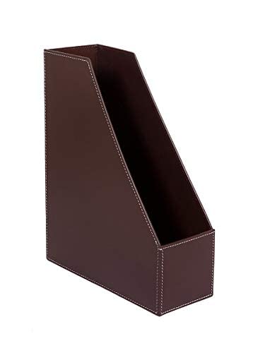 Eloria Brown Leather Desk Organizer - Stylish Stationery Holder for Magazines, Books, and Office Supplies | Perfect for Home Office, Study Desk, and Workspace Organization