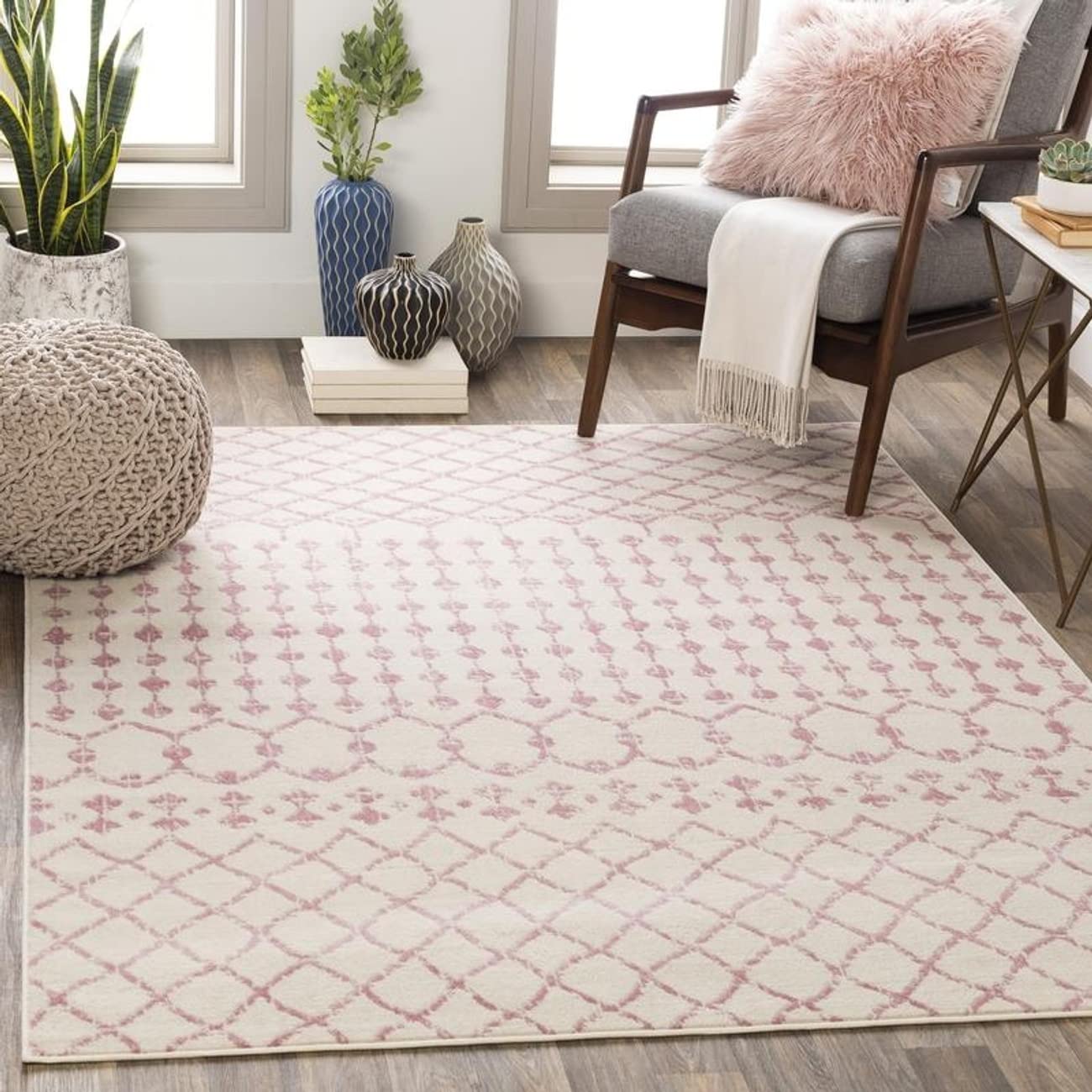 Mark&Day 9x12 Bohemian Area Rug - Pale Pink & White Knutsford Global Design for Living Room, Bedroom, Kitchen - Soft & Stylish Home Decor (8'10