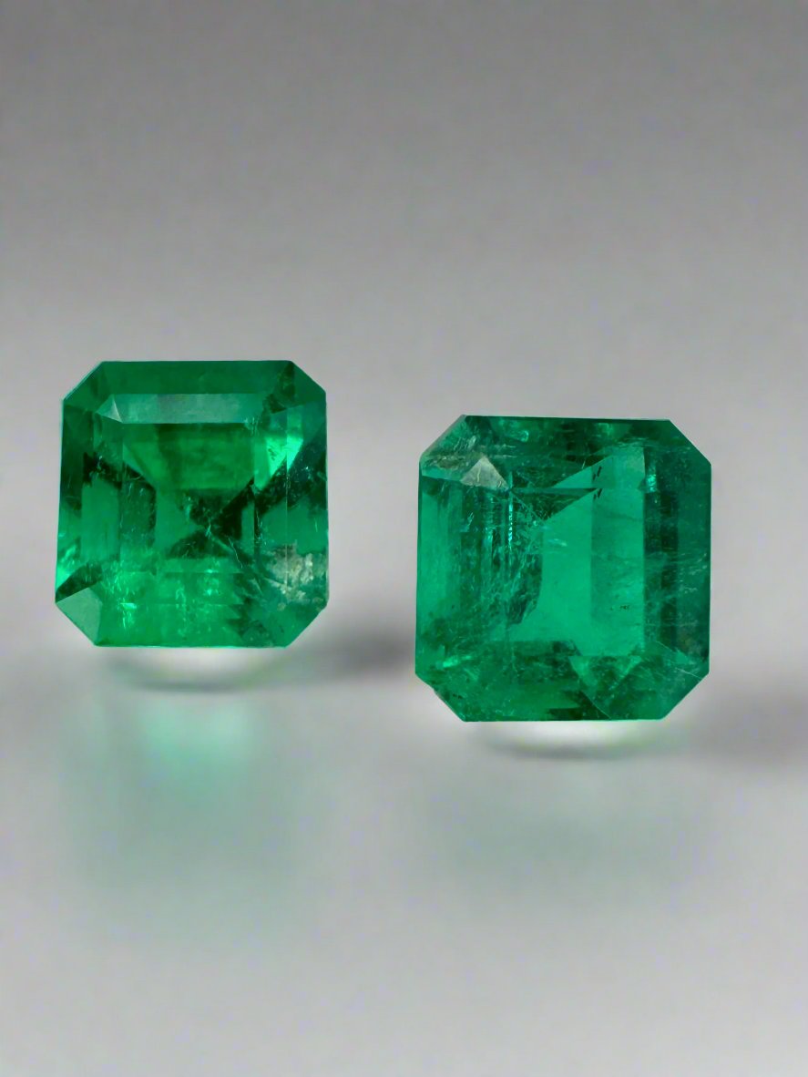 2.05tcw AAA Matching Muzo Green Loose Colombian Emeralds - 6.3x5.9mm Asscher Cut Gemstones for Jewelry Making & Engagement Rings | Premium Natural Emerald Collection