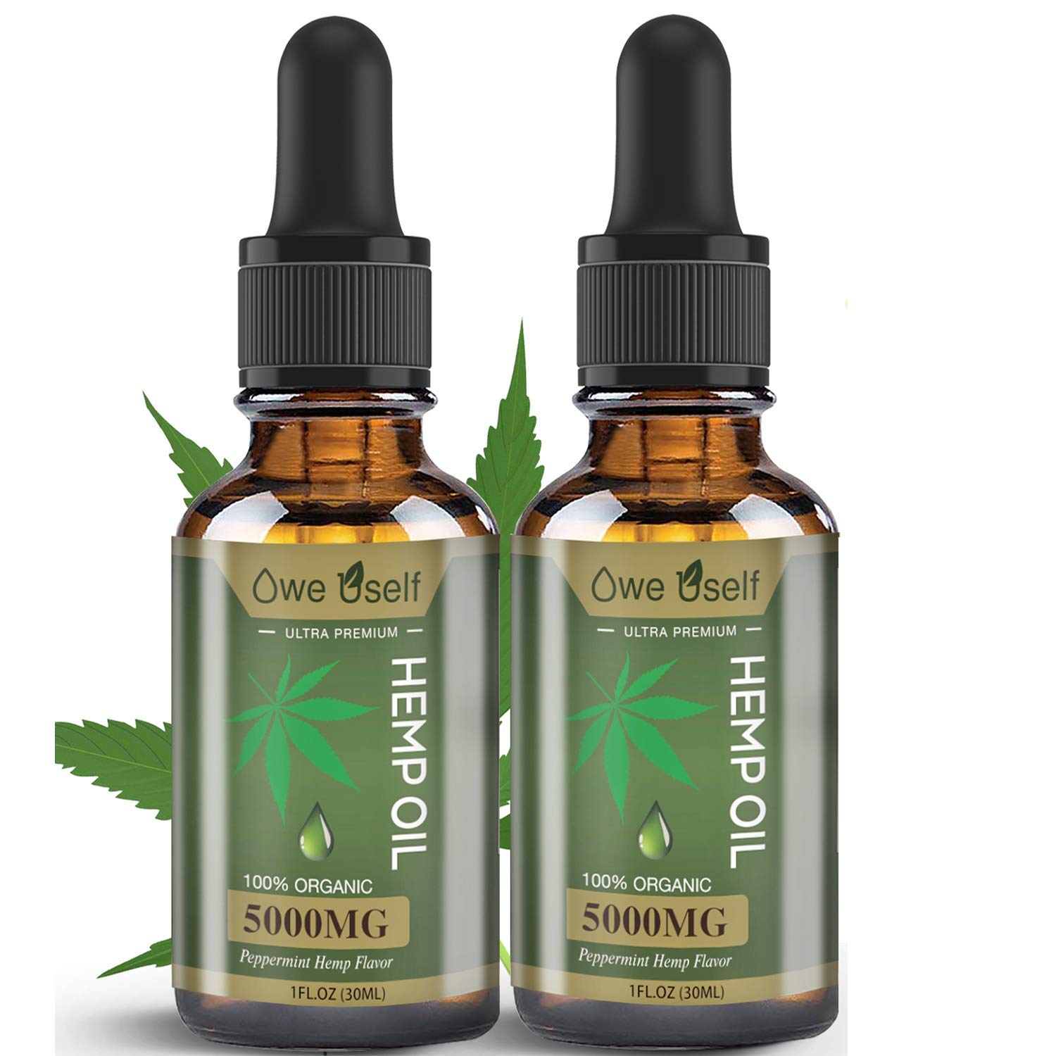 Premium 2-Pack Organic Hemp Seed Oil 5000MG - Natural Pain Relief Supplement with Omega 3 6 9 - Stress & Sleep Support - Promotes Healthy Skin & Hair Growth - Perfect for Daily Wellness, Massage Therapy & Aromatherapy