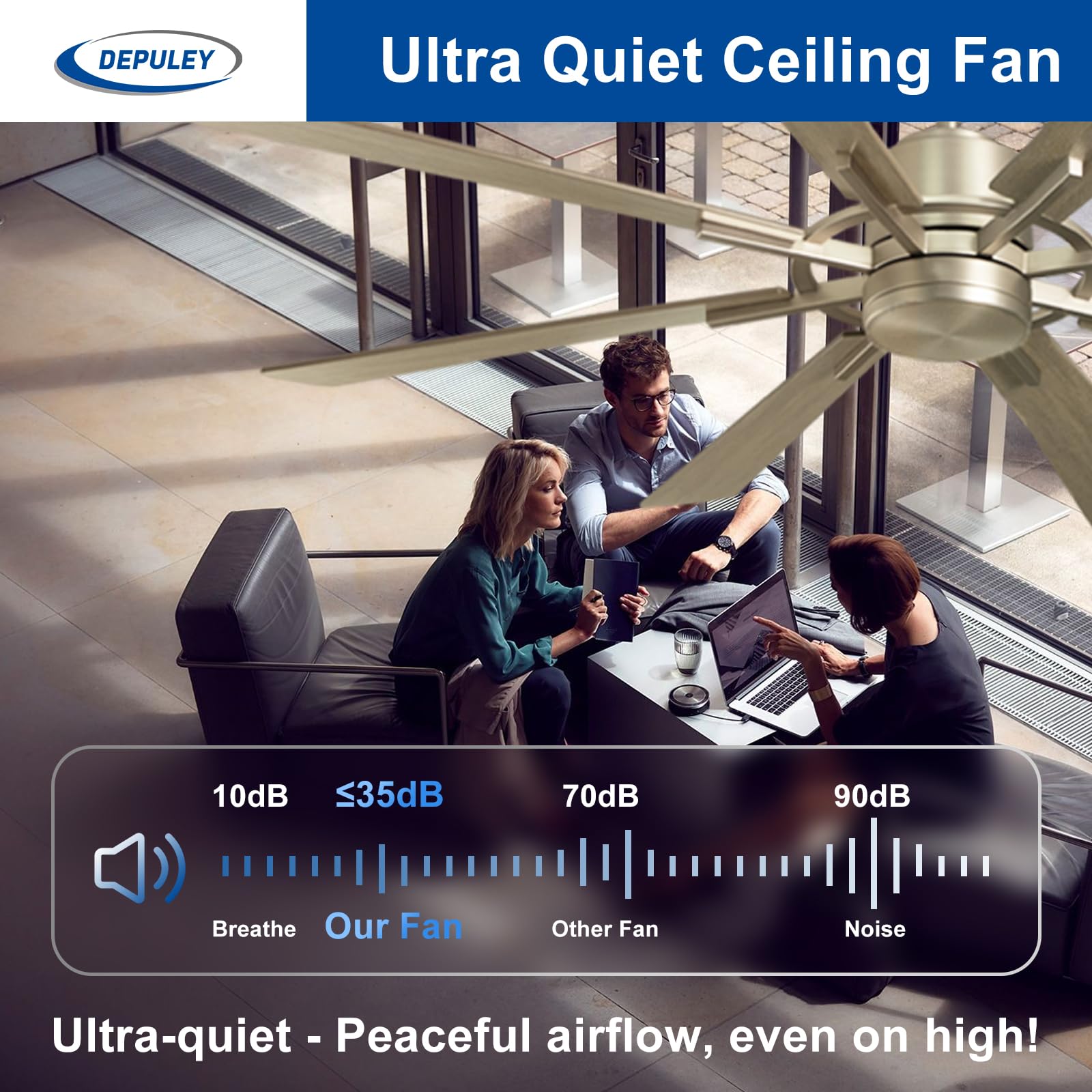 Depuley 60 Inch Smart Ceiling Fan Without Light - Remote & APP Control, Reversible 8 Blade Wood Farmhouse Fan for Indoor/Outdoor Use, Quiet DC Motor with Memory Function & Timer | Perfect for Living Rooms, Bedrooms, Patios & Large Spaces