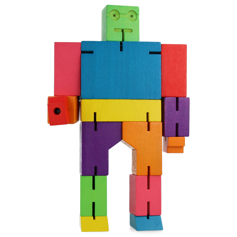 Cubebot Medium Multicolor Wooden Puzzle Toy - Fun Educational STEM Gift for Kids & Adults - Perfect for Home, Office, Classroom & Travel Play