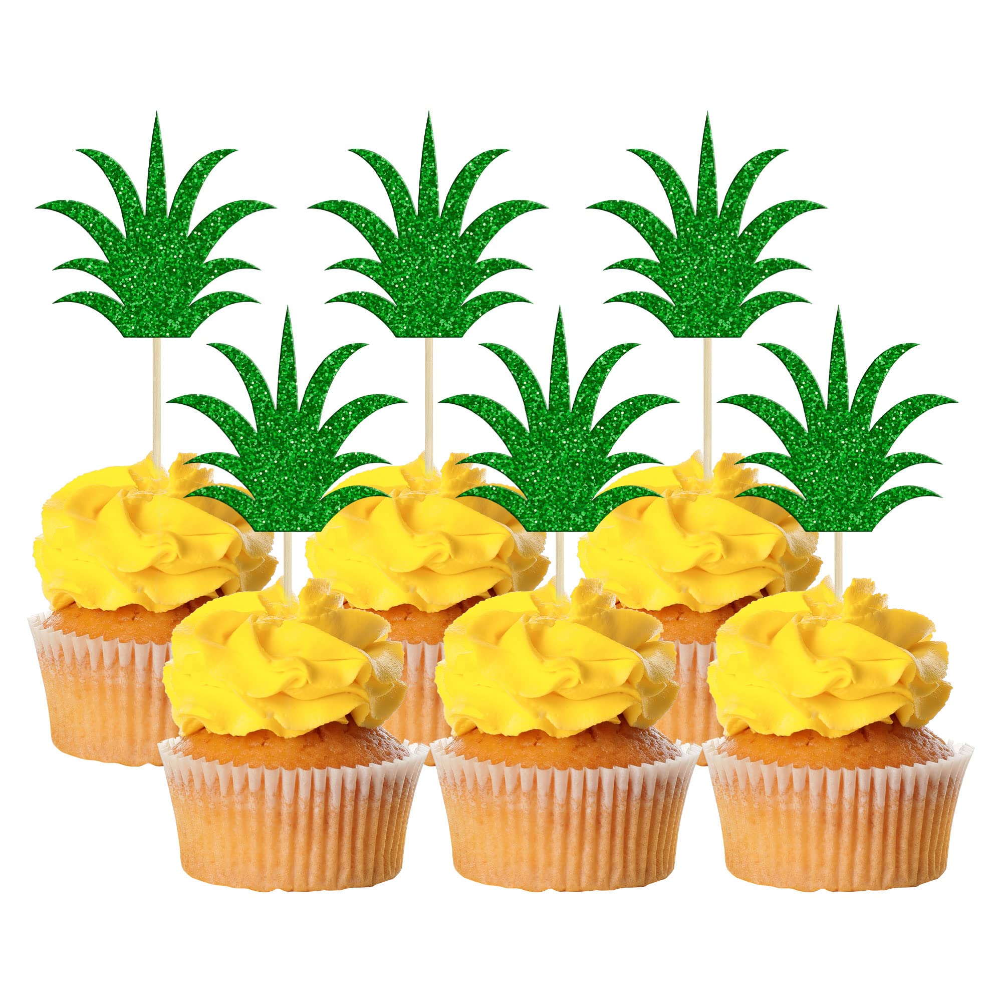 36Pcs Pineapple Cupcake Toppers - Tropical Donut Cake Decorations for Summer Luau, Hawaiian Party, Birthday, Baby Shower & Wedding - Cute Edible Pineapple Picks for Dessert Decor