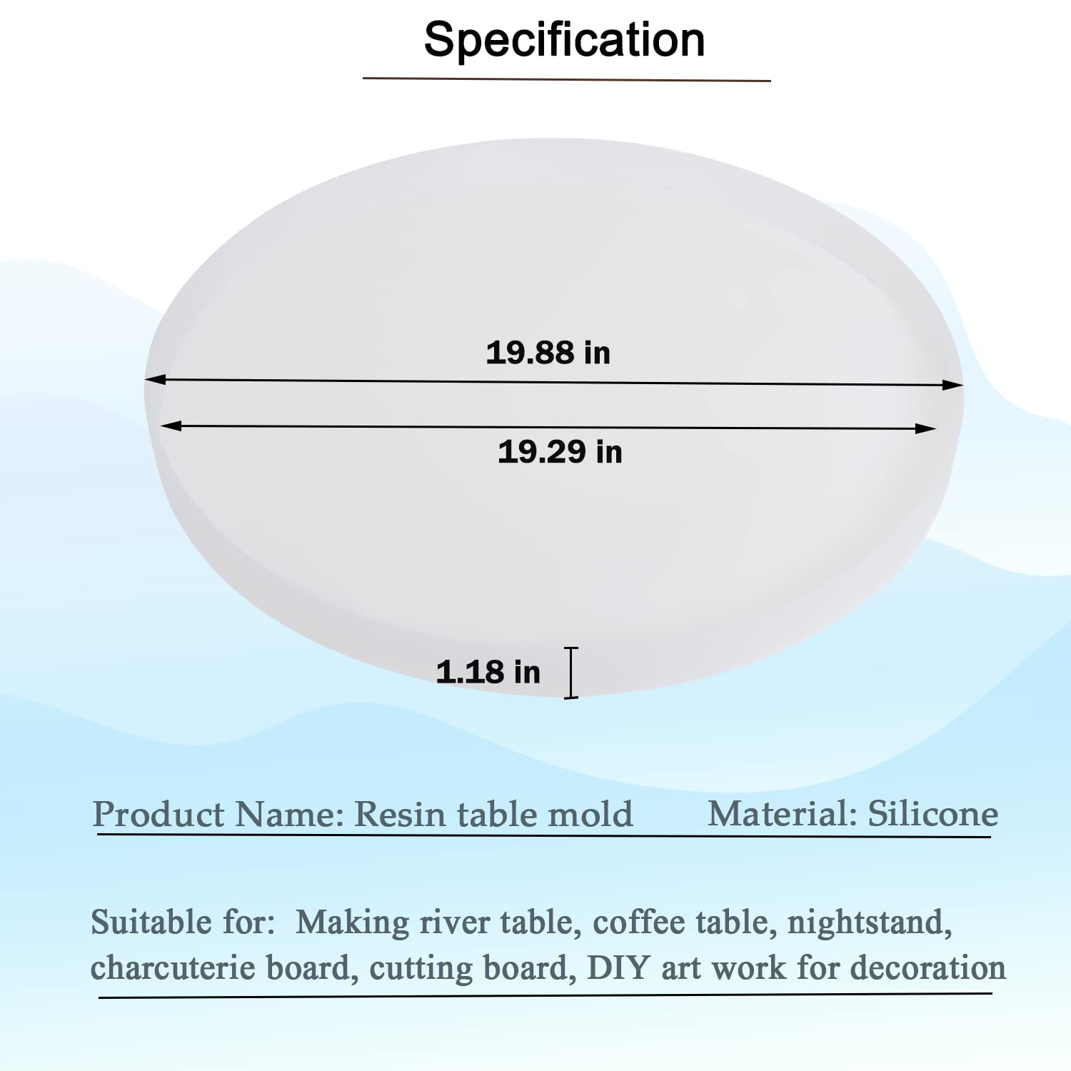 20 Inch Round Silicone Resin Table Molds with 3 Hairpin Legs - DIY Epoxy Resin Topdesk Mold for River Tables, Charcuterie Boards, and Home Decor - Perfect for DIY Art Projects, Wedding Centerpieces, and Modern Home Decoration