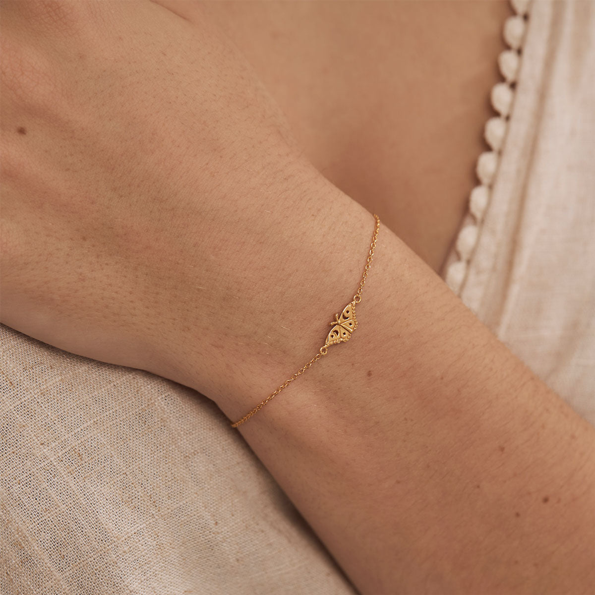 Celestial Moth Charm Bracelet - 14K Gold Plated Boho Jewelry for Women, Perfect for Everyday Wear & Special Occasions
