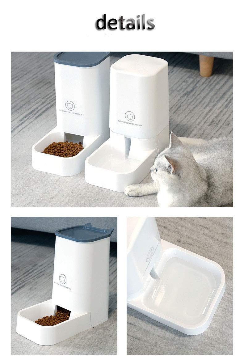 Automatic Gravity Pet Feeder & Water Dispenser for Cats & Dogs - No Spill Large Capacity Food Bowl for Small, Medium, Large Breeds (White) - Perfect for Home, Travel, and Office Use