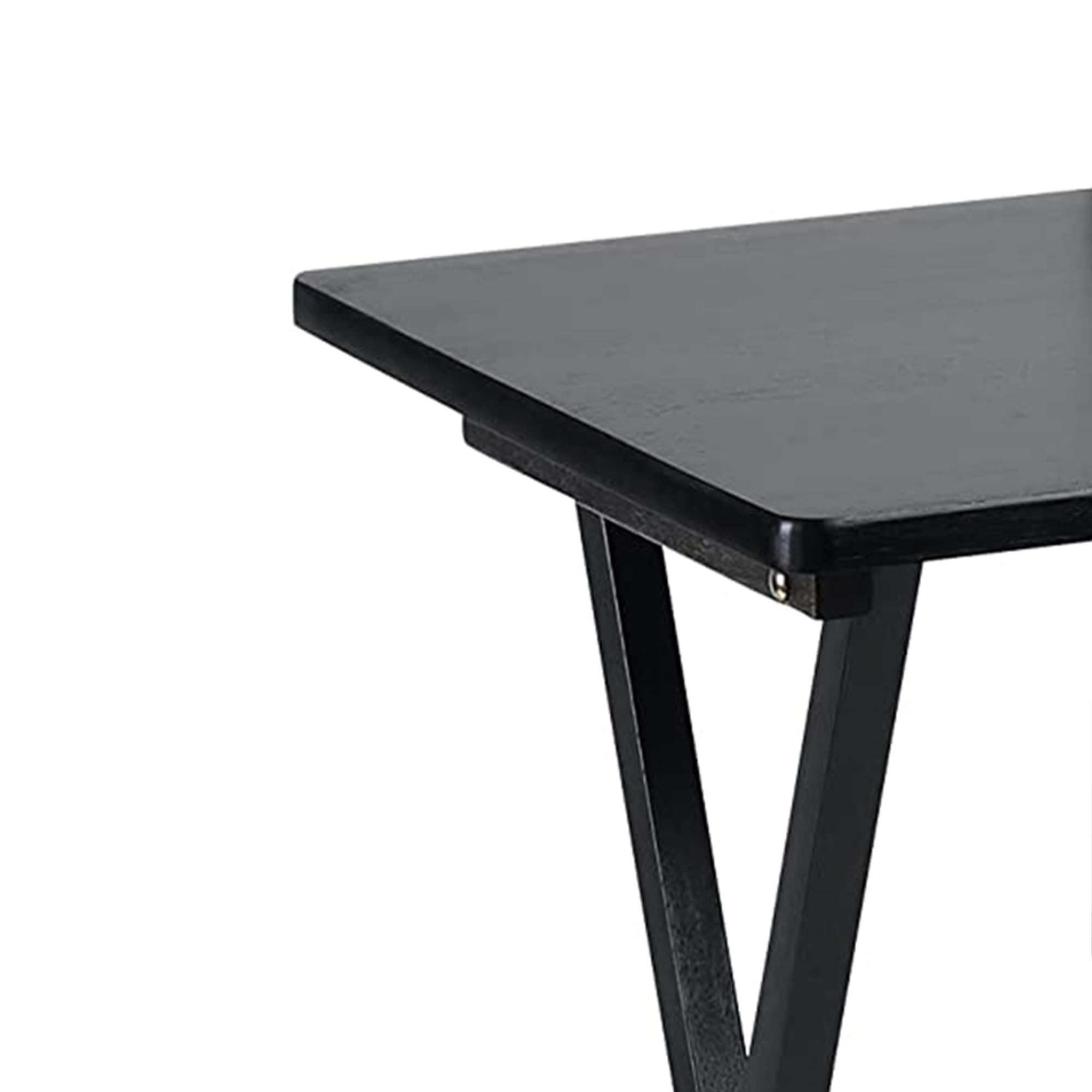Solid Wood Folding TV Tray Table with Storage Rack - Portable Rectangle Snack Serving Tray for Sofa, Bed, Living Room - Black (Set of 7) - Perfect for Movie Nights, Breakfast in Bed & Home Entertainment