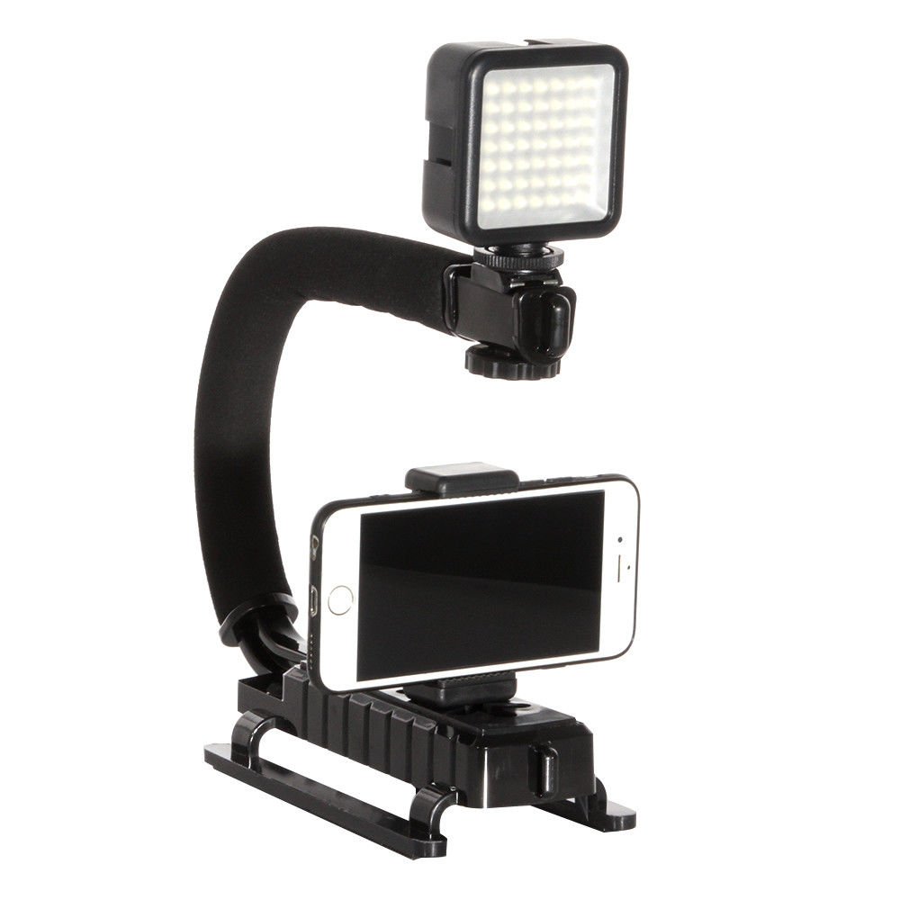 FOTGA C Smartphone Stabilizer Hand Grip with 49-LED Light - Professional Video Stabilization for Vlogging, Live Streaming & Content Creation - Perfect for YouTube, TikTok & Social Media Videos