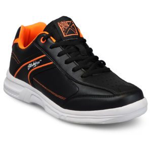 KR Strikeforce Flyer Lite Black Orange Men's Bowling Shoes - Lightweight & Comfortable for Competitive & League Play - Perfect for Pro Bowlers & Enthusiasts