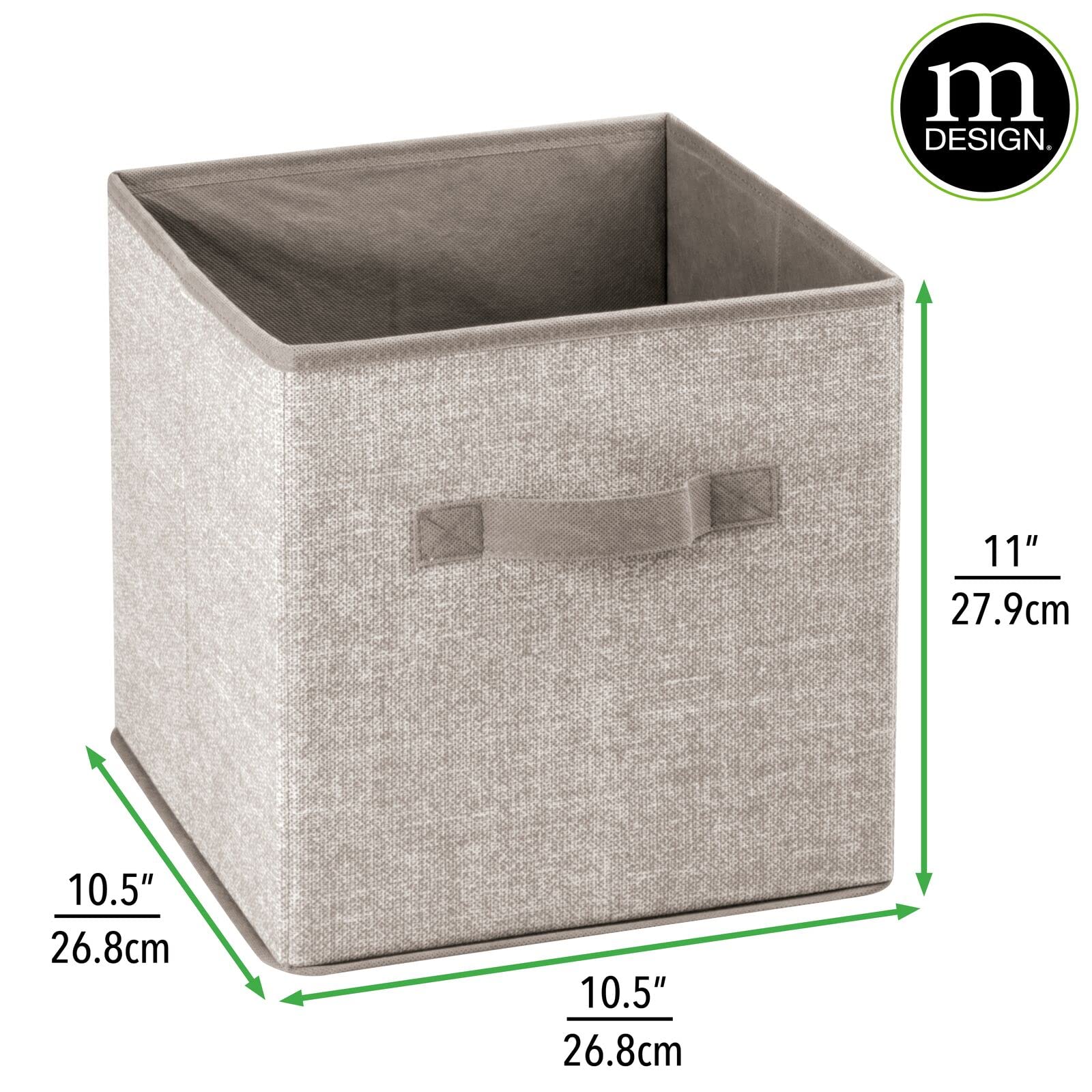 mDesign Small Fabric Collapsible Storage Bins 8-Pack - Foldable Organizer Cubes with Handles for Closet, Bedroom & Cube Furniture - Perfect for Clothes, Linens & Accessories Storage - Space-Saving Linen Storage Bins for Home Organization (Lido Collection)