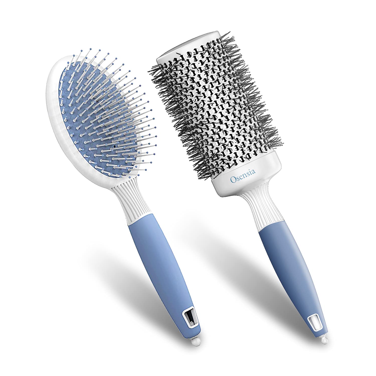 Professional Hair Brush Set for Blow Drying - Round & Oval Paddle Ionic Brushes for Thick Frizzy Hair - Lightweight 2 Inch Styling Tools for Salon & Home Use
