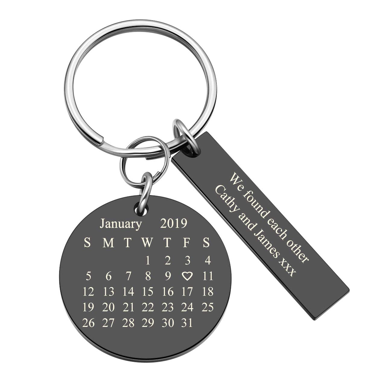 Personalized Custom Name & Date Stainless Steel Dog Tag Keychain - Engraved Calendar Pendant for Best Friend, Family & Loved Ones | Perfect Gift for Anniversaries, Birthdays & Special Occasions