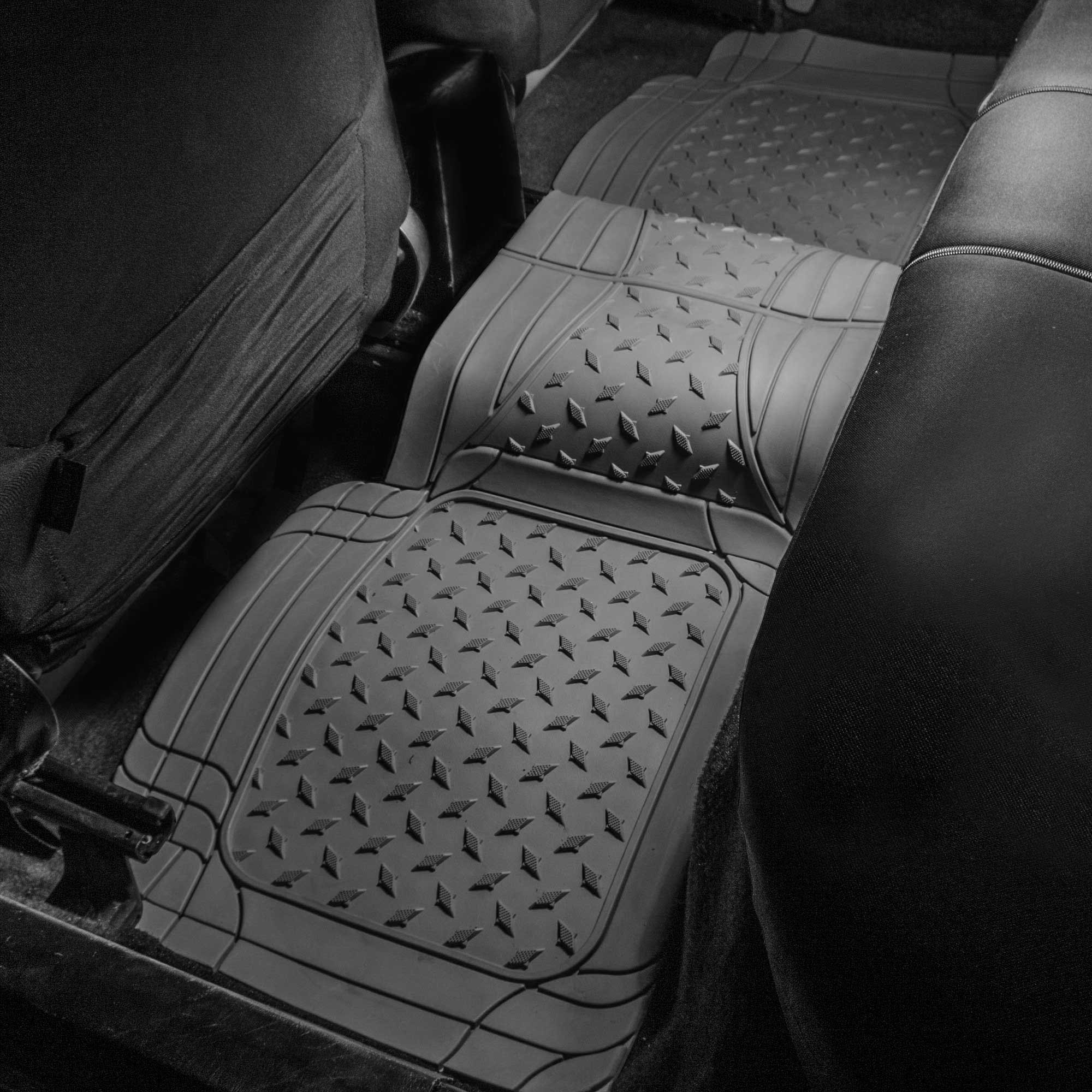 TLH Lightweight Breathable Gray Car Seat Covers - Split Bench Design with Airbag Compatibility | Waterproof Vinyl Floor Mats Set | Perfect for SUVs, Trucks & Family Vehicles | Interior Protection & Comfort Upgrade