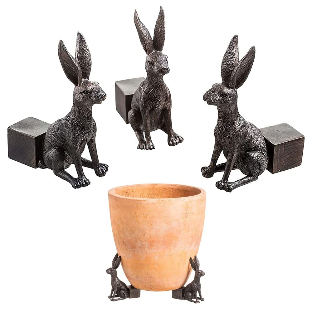 Decorative Resin Planter Feet for Outdoor Plant Pots - Labrador Retriever Design, Flower Pot Risers & Supports - Perfect for Garden Decor, Patio Planters, and Indoor Houseplants (Rabbit Style)